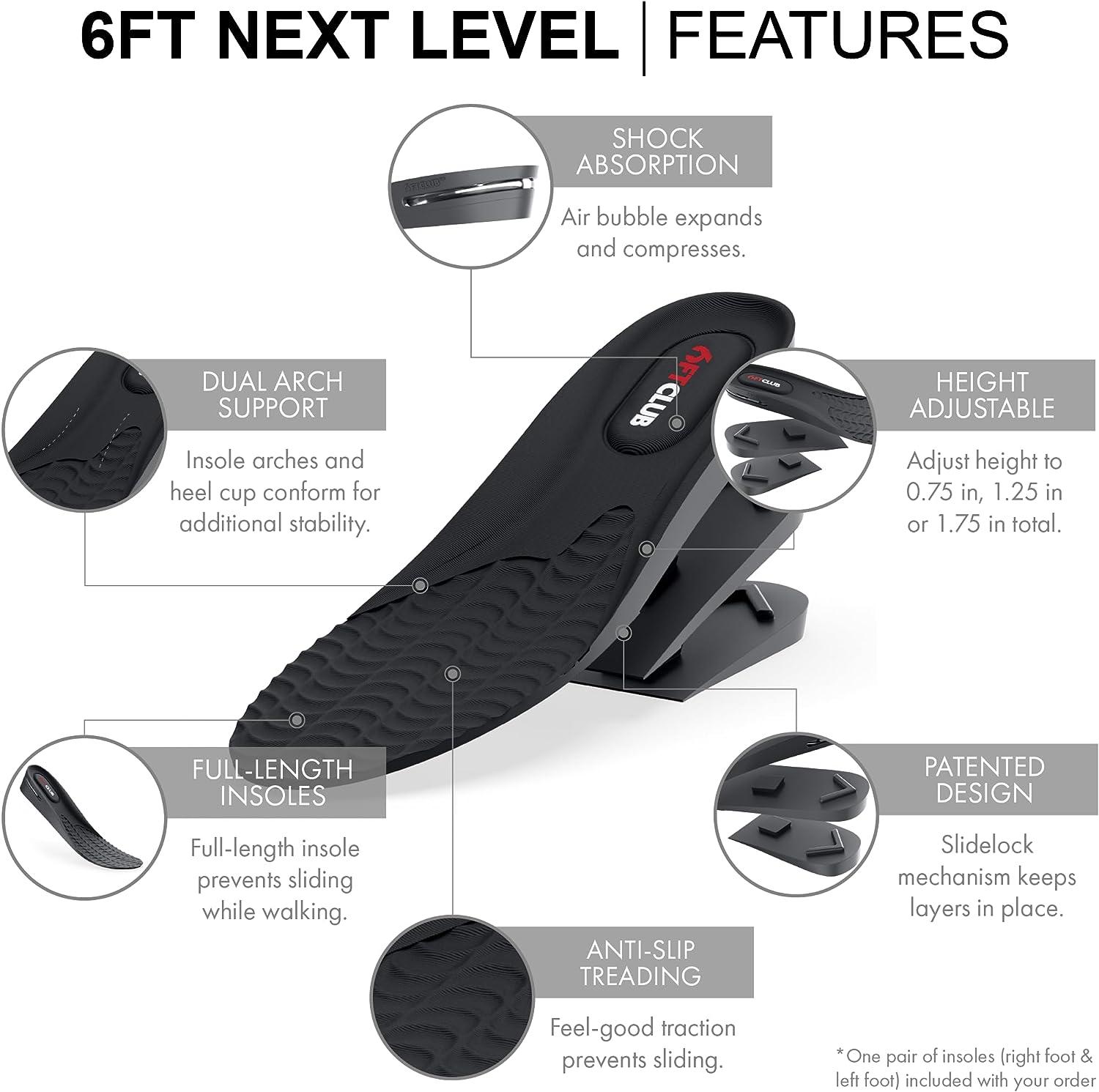 6FT Club Next Level 3-Layer Adjustable Height Increase Insoles for