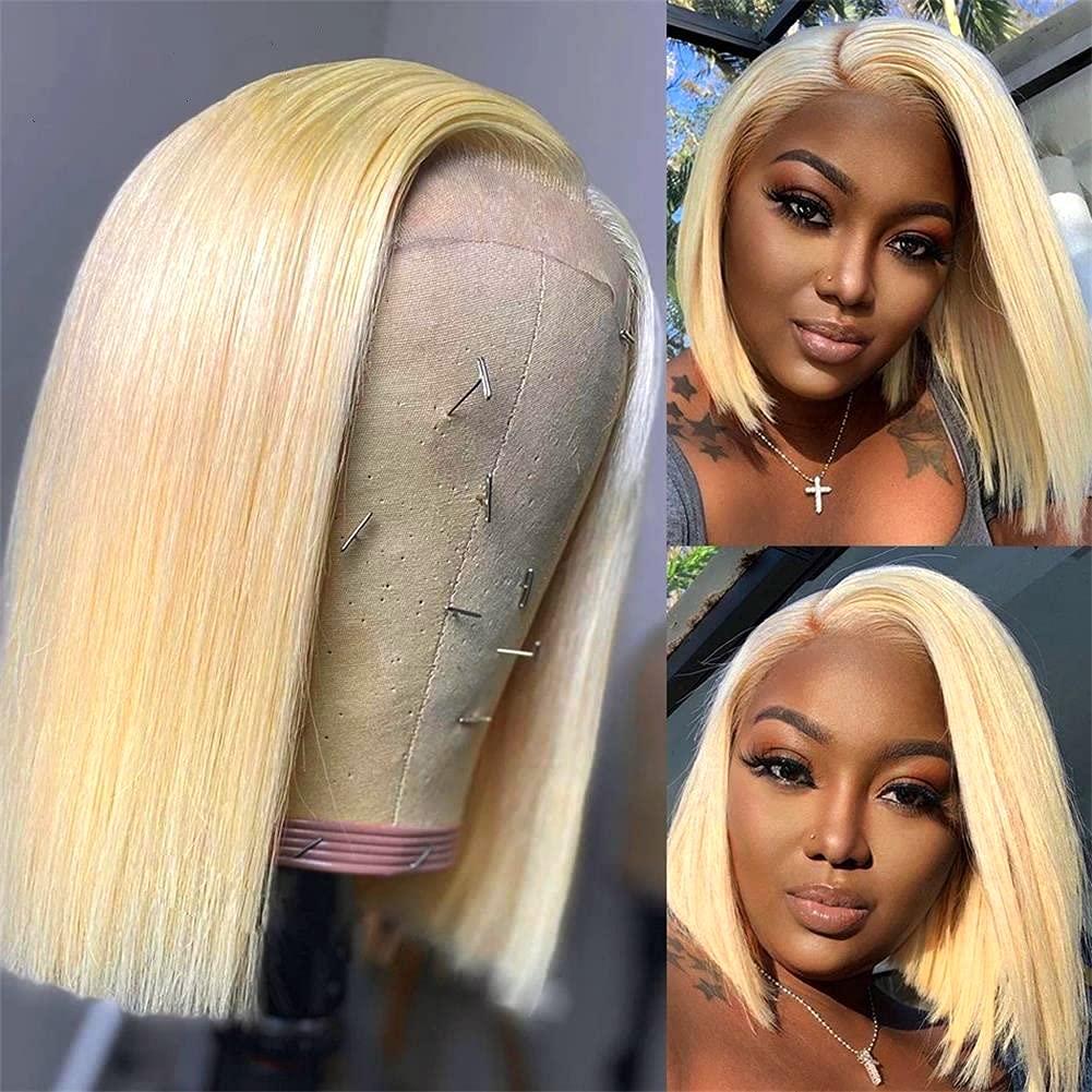 Lovigs Blonde HD Lace Front Wigs Human Hair Natural Hairline Blonde Bob Wig  Straight Hair 13x4 Lace Frontal Wigs For Black Women Brazilian Virgin Human  Hair 613 Bob Wig(8 Inch) 8 Inch 613 Blonde