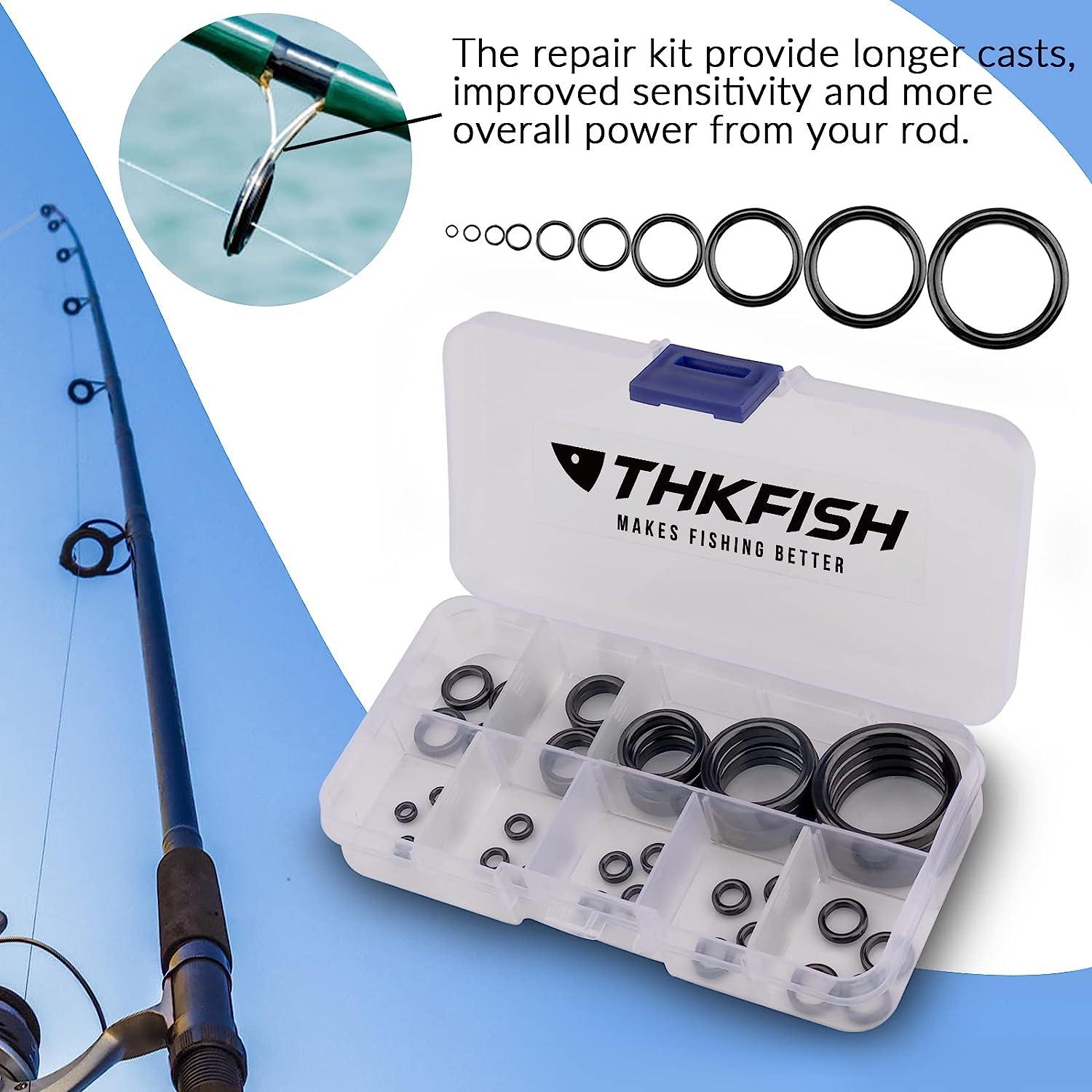 THKFISH Rod Repair Kit Rod Tip Repair Kit Ceramics Tips Stainless Steel  Carbon Spinning Rod Guides Fishing Rod Repair Kit 35pcs / 75pcs / 40pcs  C-Black Guides Ring 40pcs