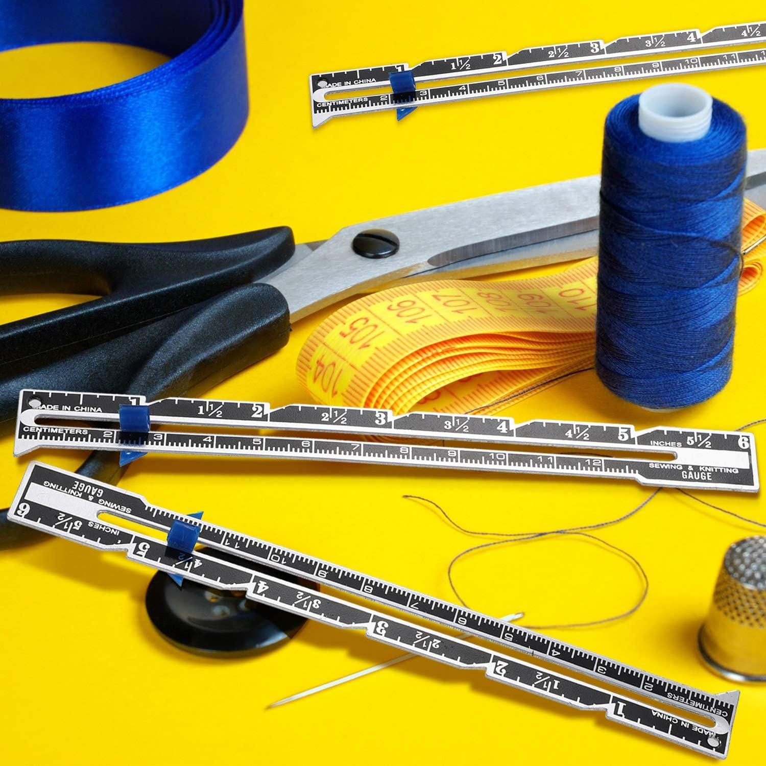 Frienda 2 Pieces Sewing Gauge Metal Sliding Gauge Sewing Measuring Tool  Quilting Gauge Ruler for Knitting Crafting Sewing Hemming