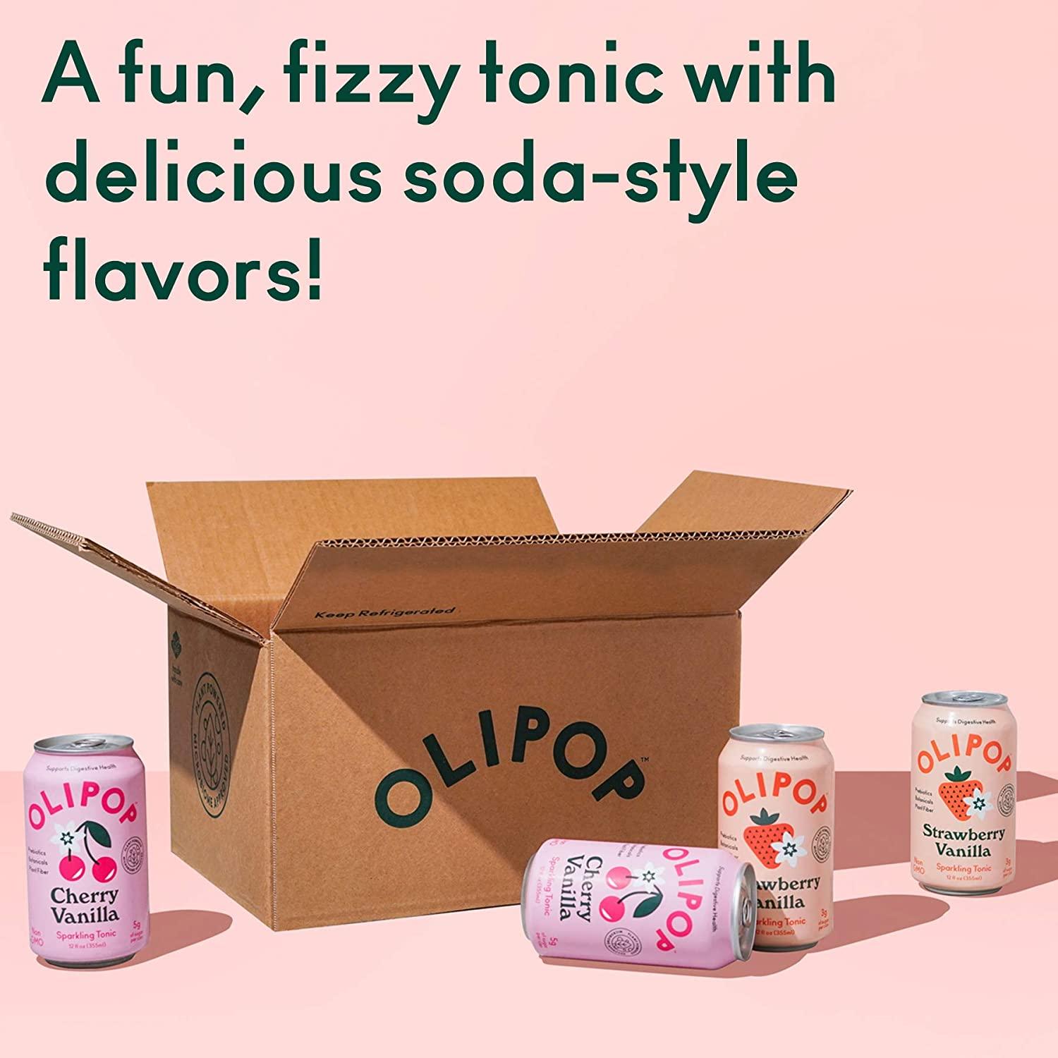 OLIPOP Pink Pops, Strawberry Vanilla & Cherry Vanilla, Healthy Soda