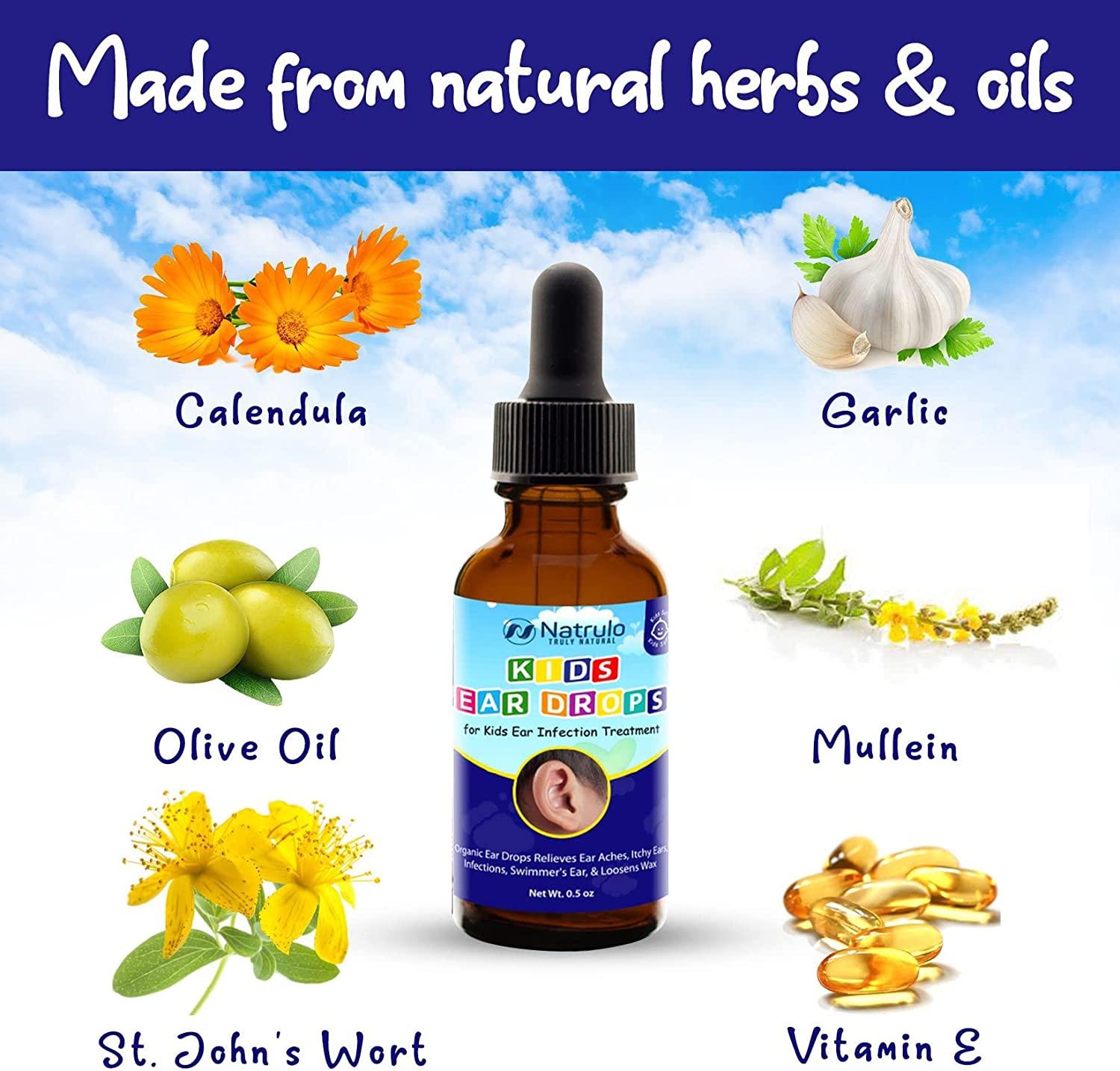 Natrulo Natural Ear Drops for Kids Ear Infection Treatment Organic