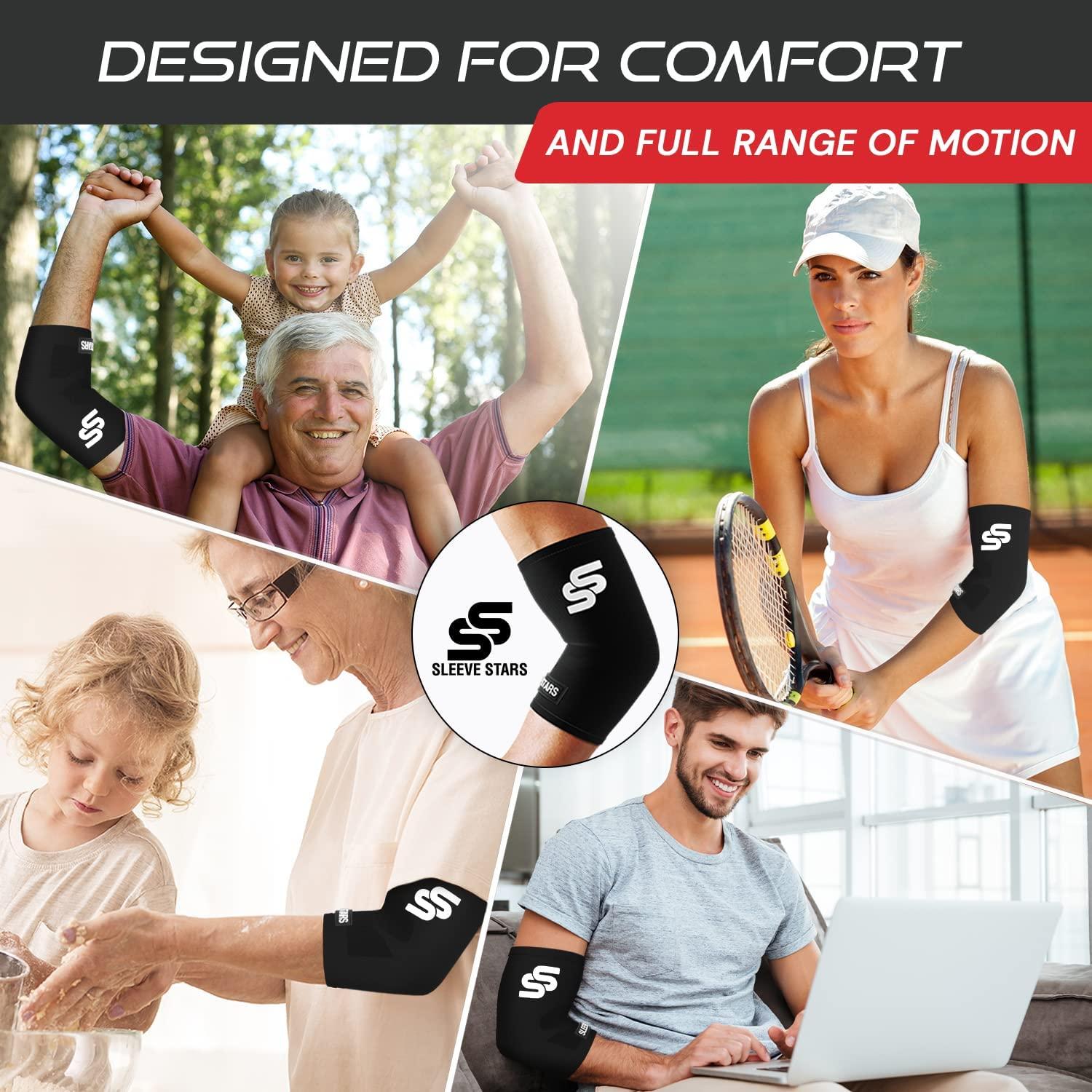 Sleeve Stars Elbow Compression Sleeve. Tennis Elbow Brace for Women & Men, Tendonitis and Tennis