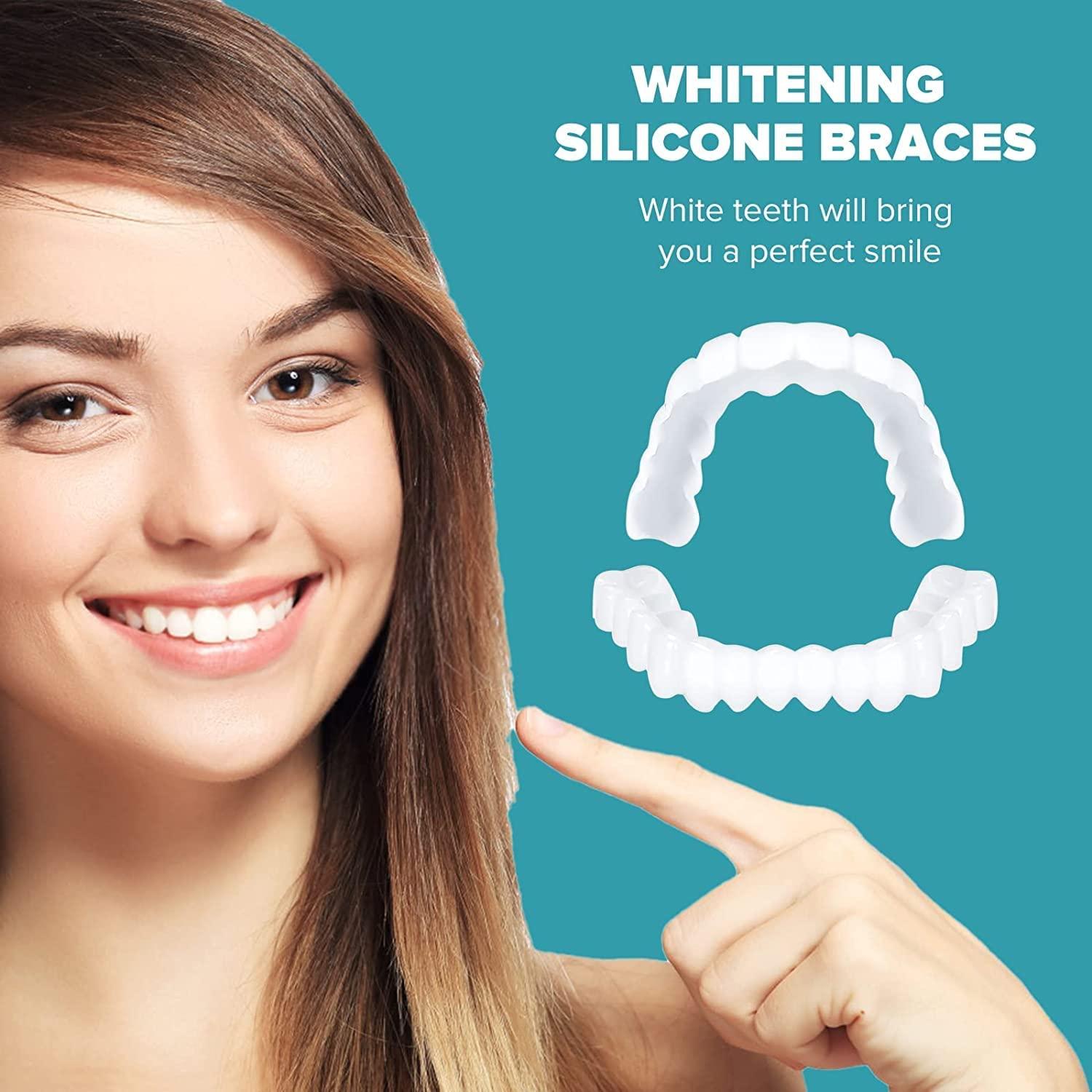 Fake Teeth 2 PCS Veneers Dentures Socket for Women and Men Dental Veneers for Temporary Tooth