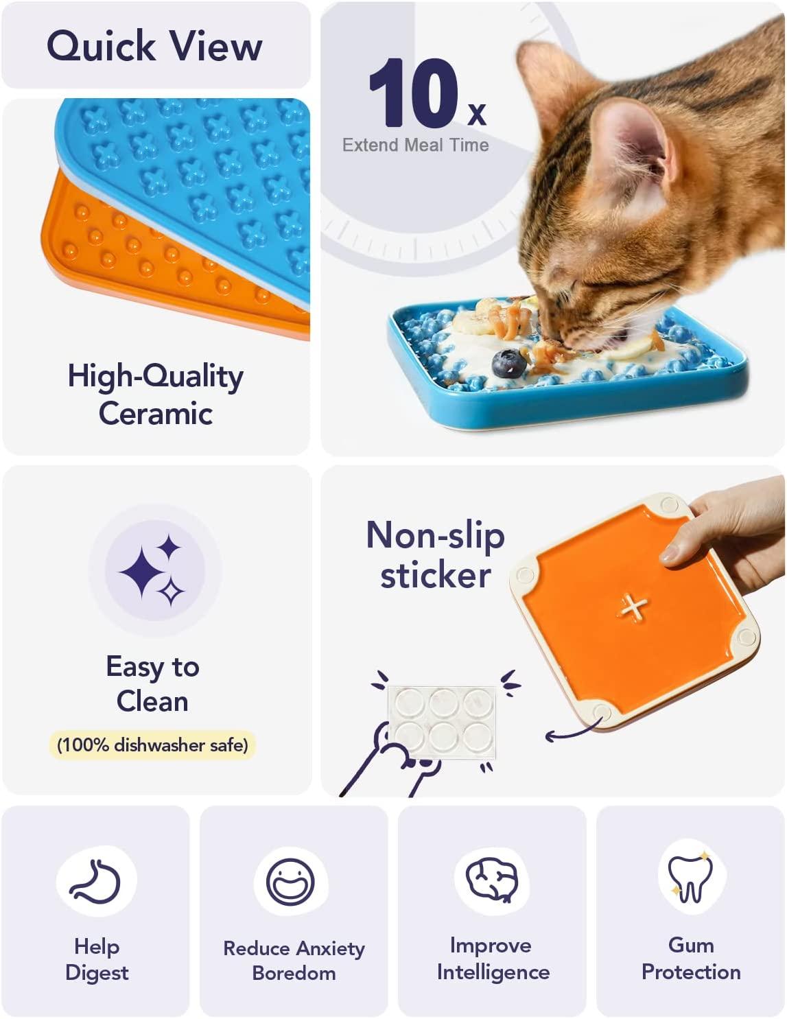 LE TAUCI PET Lick Mat for Dogs and Cats, 5.5 Inch Ceramic Slow Feeder Dog  Bowls, Anxiety Relief Dog Lick Pad, Puzzle Feeder Licking Mat for Peanut  Butter, Treats, Dog Enrichment Toys