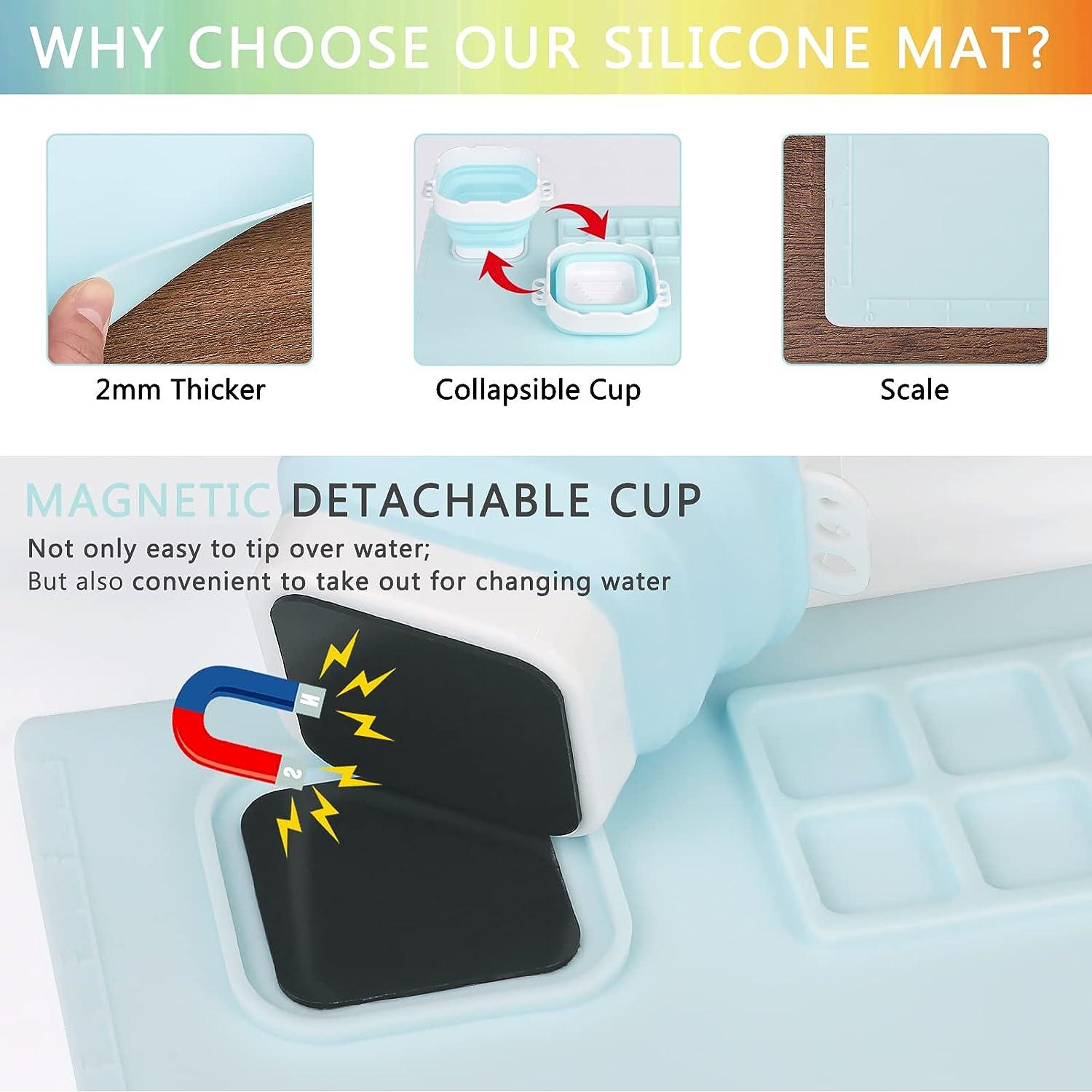 Silicone Painting Mat Premium Waterproof Heat-resistant Non-stick Gift  On-skid Nonstick Drawing Boards With Cleaning Cup 