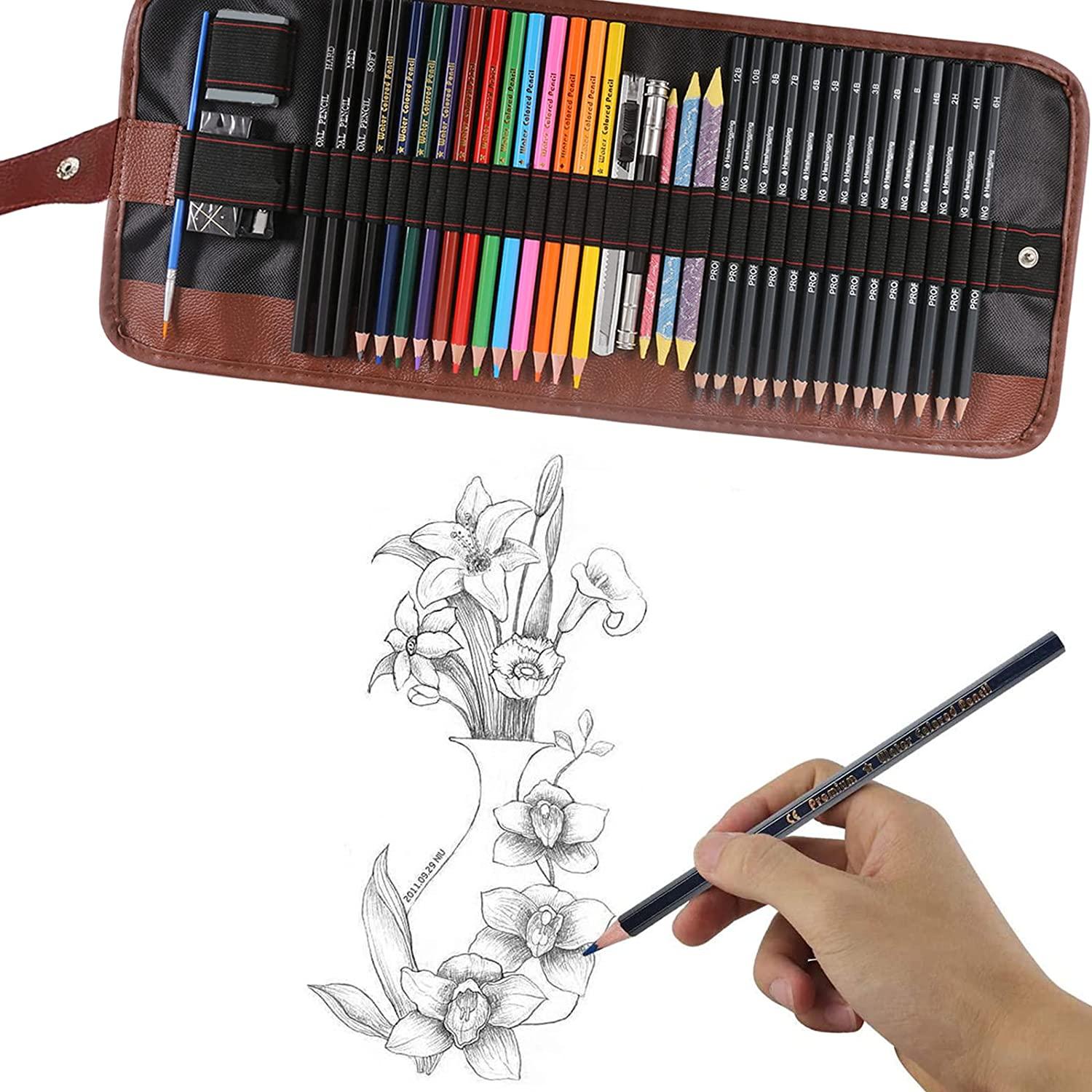 Heshengping, 41pcs Sketching Pencil Set Drawing Sketch Kit, Sketch Kit