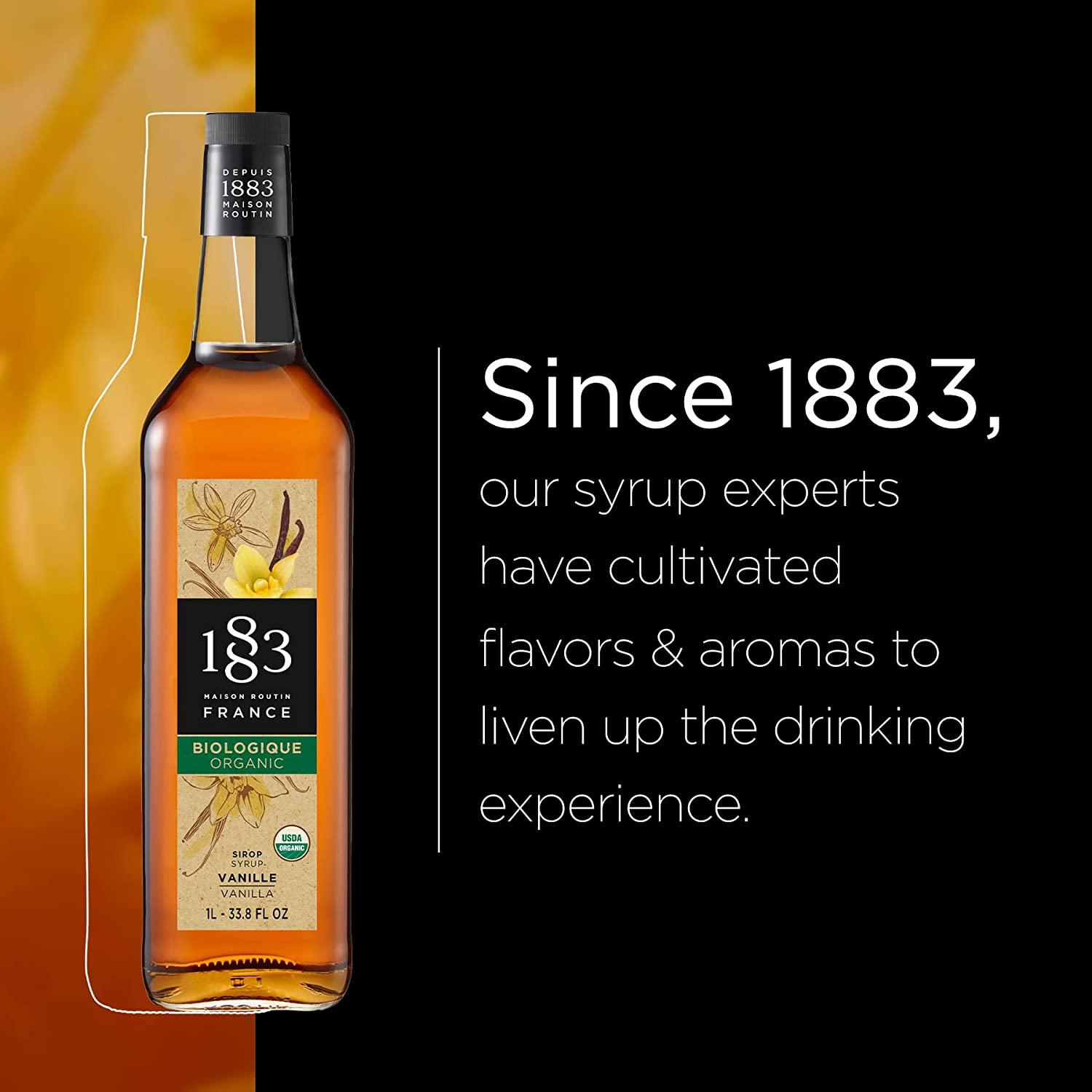 1883 Organic Vanilla Syrup 1 Liter Smooth Flavor for Hot & Iced
