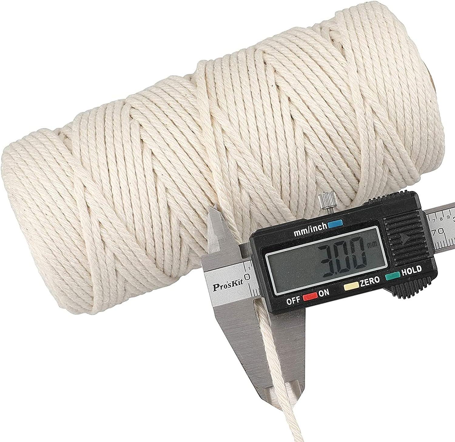 45 Color Options Macrame Cord 2mm/3mm/4mm/5mm/6mmx109 Yards Macrame Cotton  Cord 4 Ply Twisted Macrame Yarn Natural Cotton Cord Perfect Macrame Supplies  DIY Crafts Cord (Natural White) 3mm*109Yards Natural White