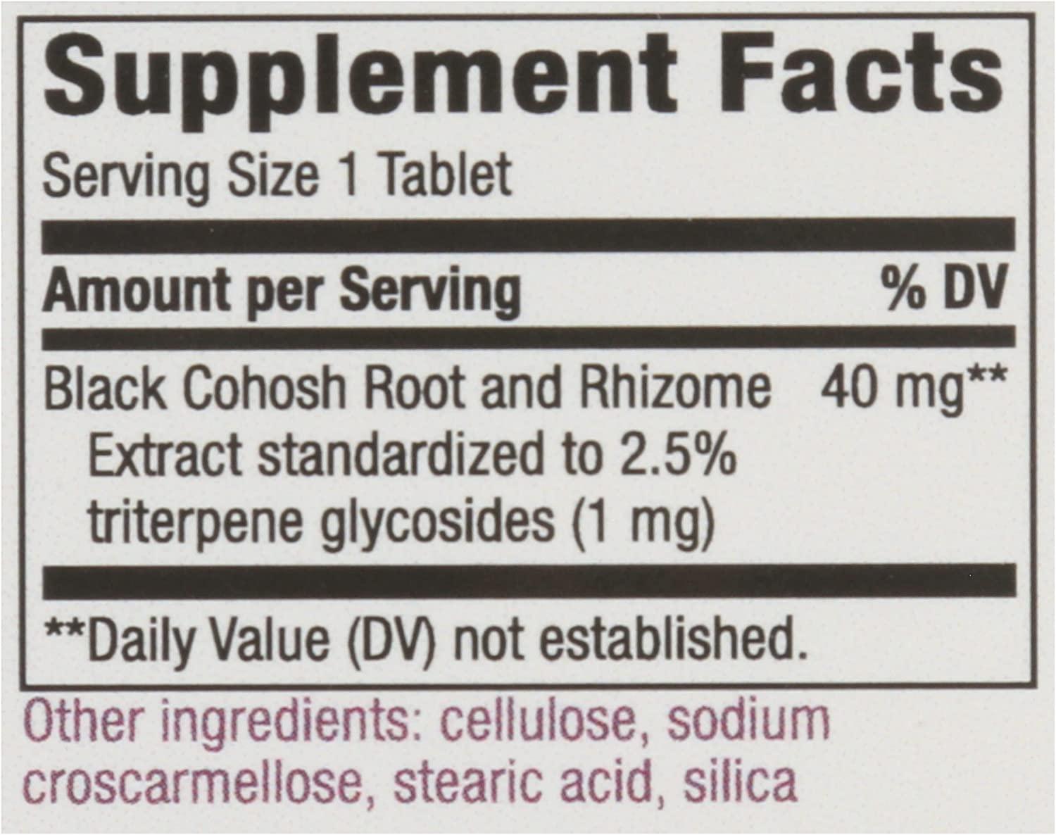 Natures Way Black Cohosh (Standardized), 40 mg, 60 Tablets