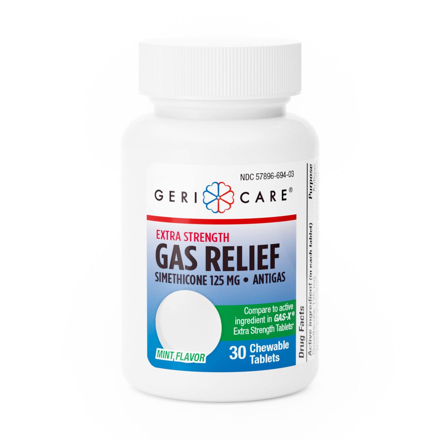 GeriCare Chewable Extra Strength Gas Relief Simethicone 125mg 30 Count