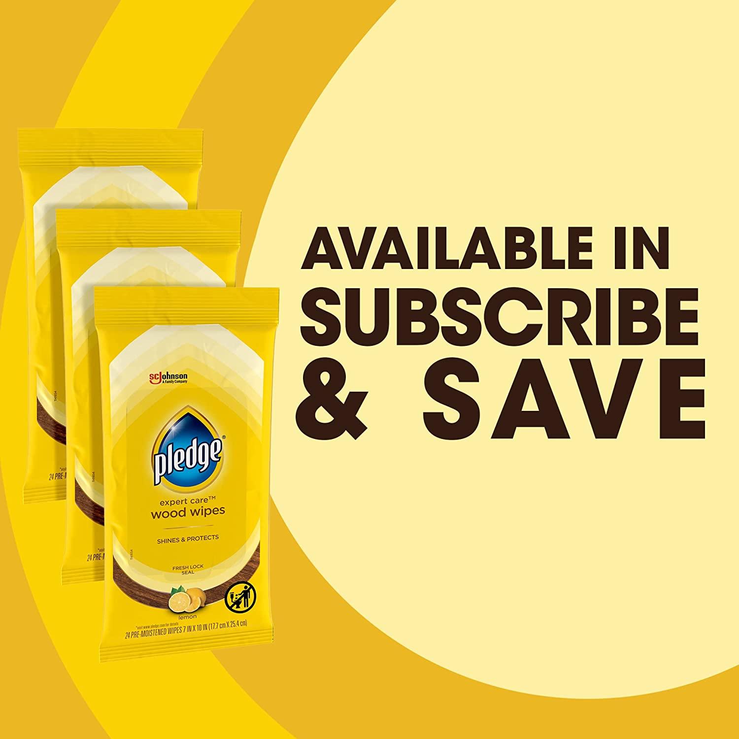 Pledge MultiSurface Furniture Polish Wipes, Works on Wood, Granite