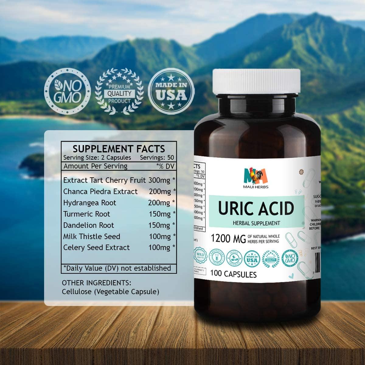 Maui Herbs Uric Acid Support Capsules Liver Cleanse Supplement with