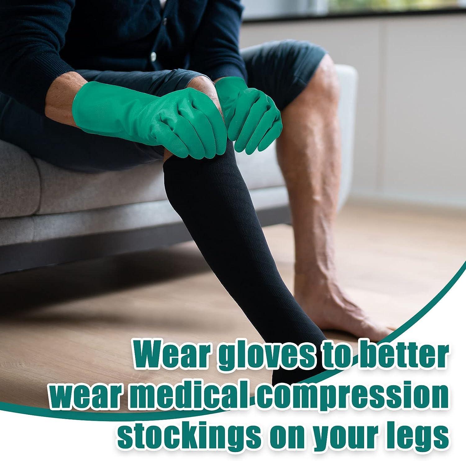Hercicy 2 Pairs Donning Gloves for Compression Stockings Green Easy