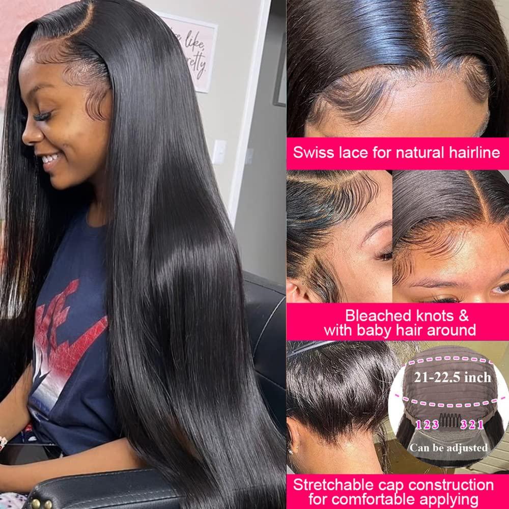 Lace Front Wigs Human Hair Straight 4x4 Closure Human hair wigs for Black  Women 150% Density Brazilian Virgin Human Hair Wigs Pre Plucked with Baby  Hair Natural Color (4x4 Lace Closure Wigs,
