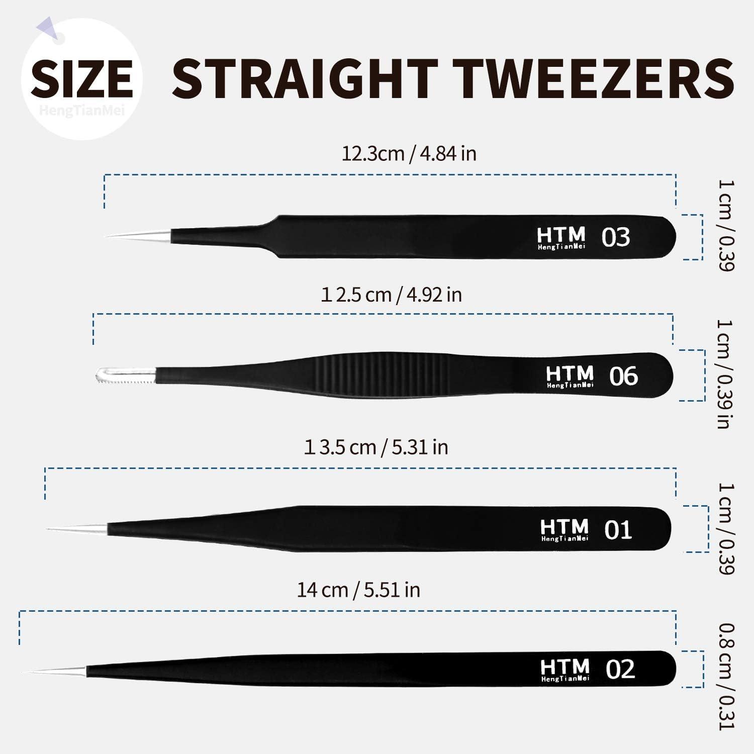 Precision Craft Tweezers Set 3 Pcs Pointed Tweezers 2 Pcs Curved