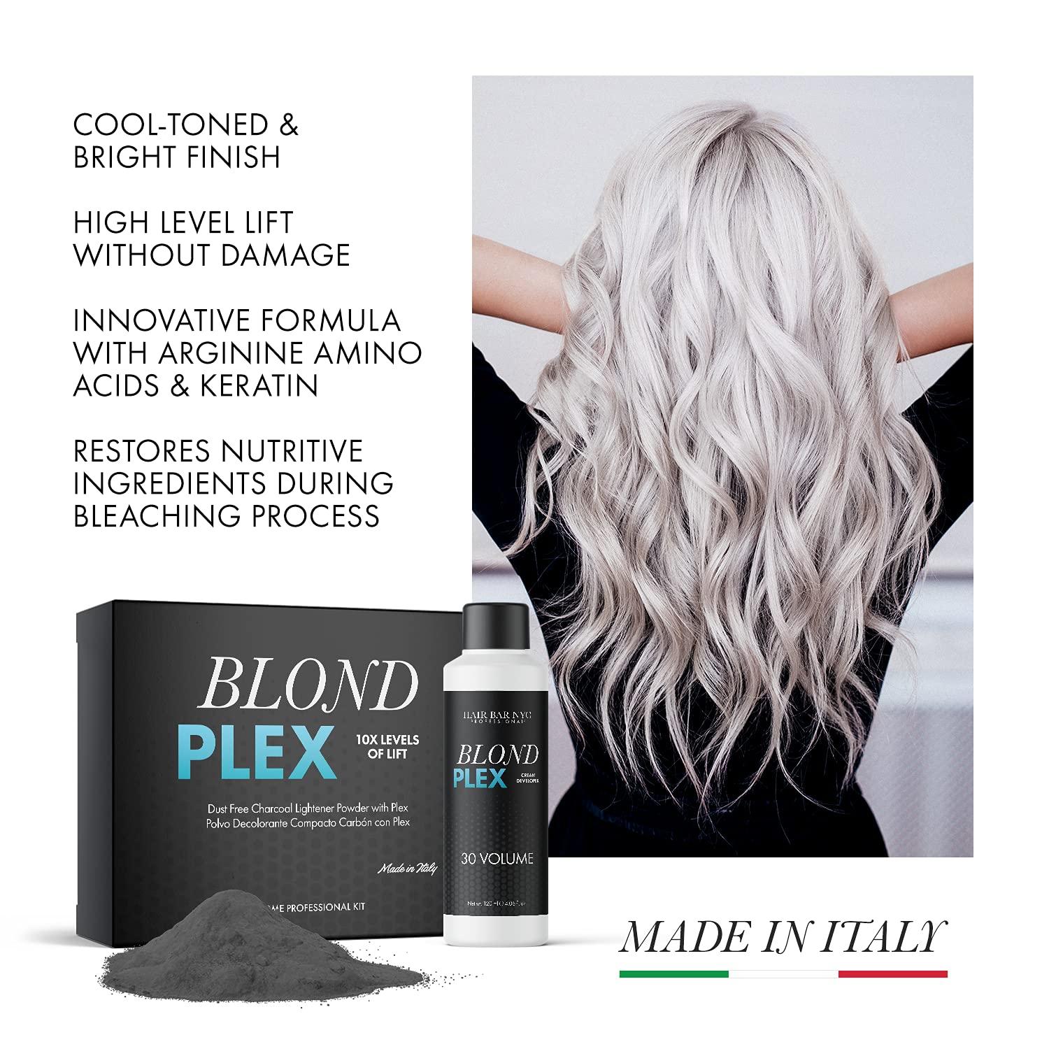 Hair Bar NYC Blond Bond Plex Extreme Lifting 10X Levels - Black/Charcoal  Dust Free Lightener with Hydrolized Keratin & Bond, Hair Bleach Powder  Cool-Toned & Bright Finish - Made in Italy 60g /