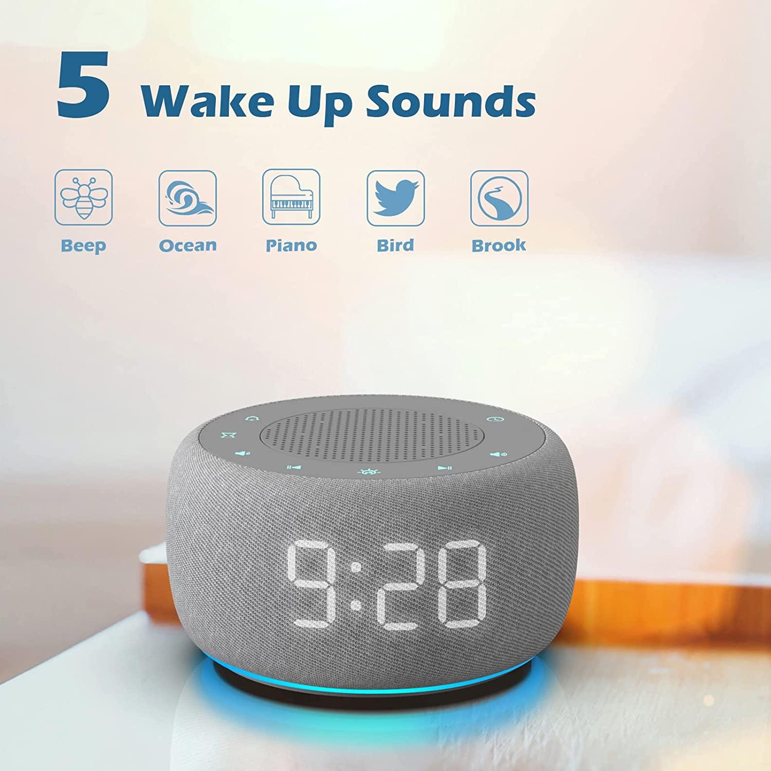 Buffbee Sound Machine & Alarm Clock 2in1, 18 Soothing Sound, 7 Night
