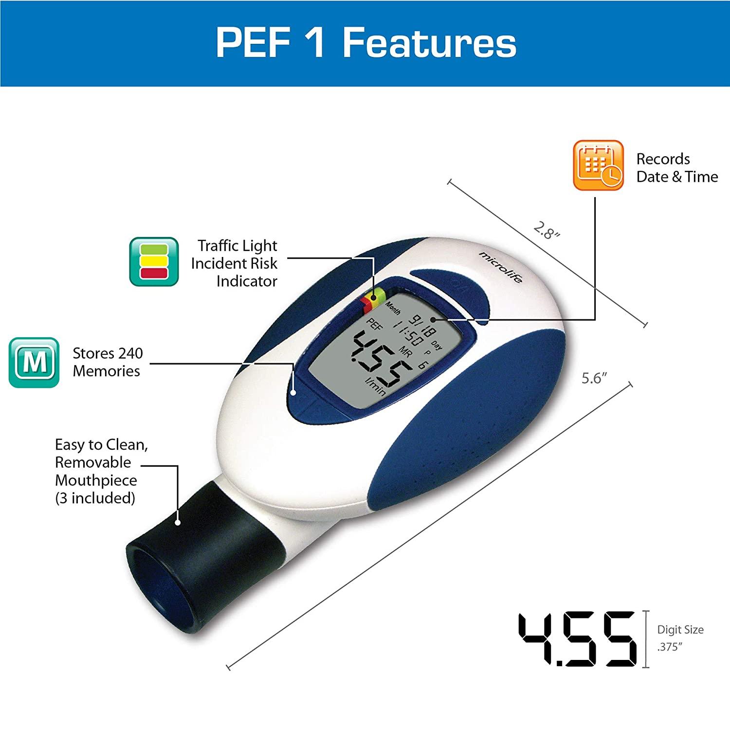 Microlife Digital Peak Flow Meter with FEV1 Reliable Respiratory