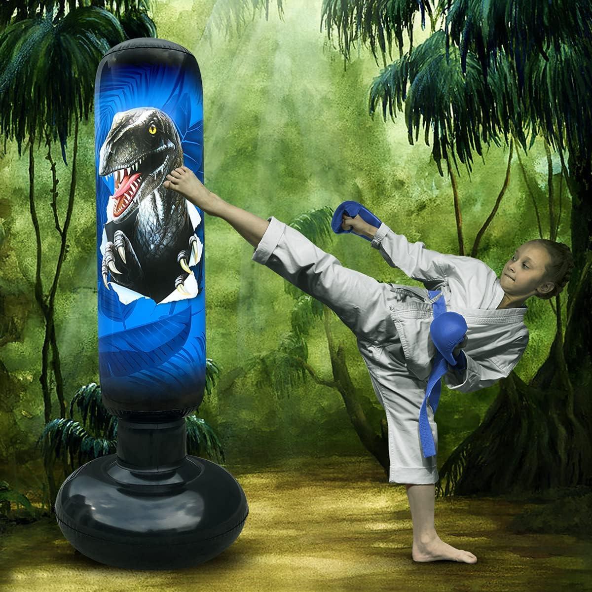 RAGECAMEL Inflatable Dinosaur Punching Bag Set for Kids Freestanding