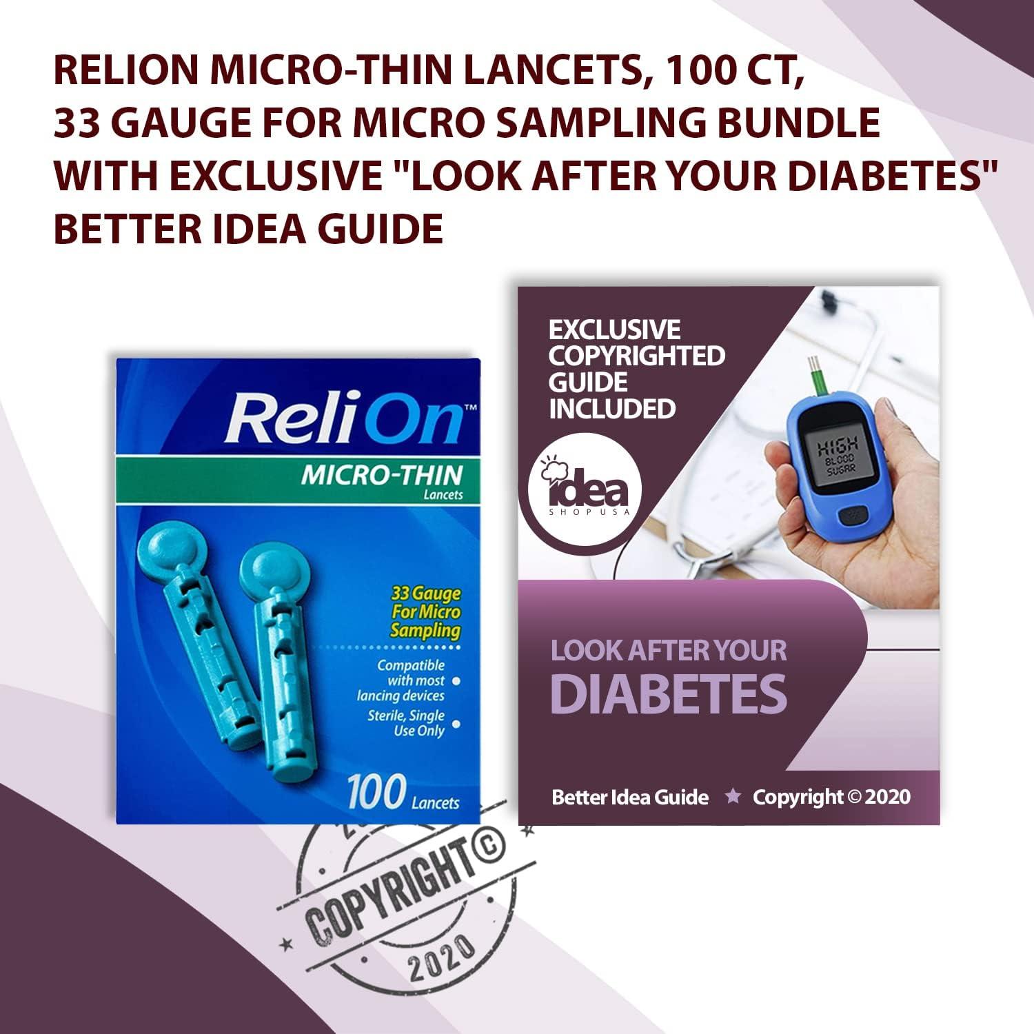 ReliOn MicroThin Lancets 100 Ct 33 Gauge for Micro Sampling Bundle