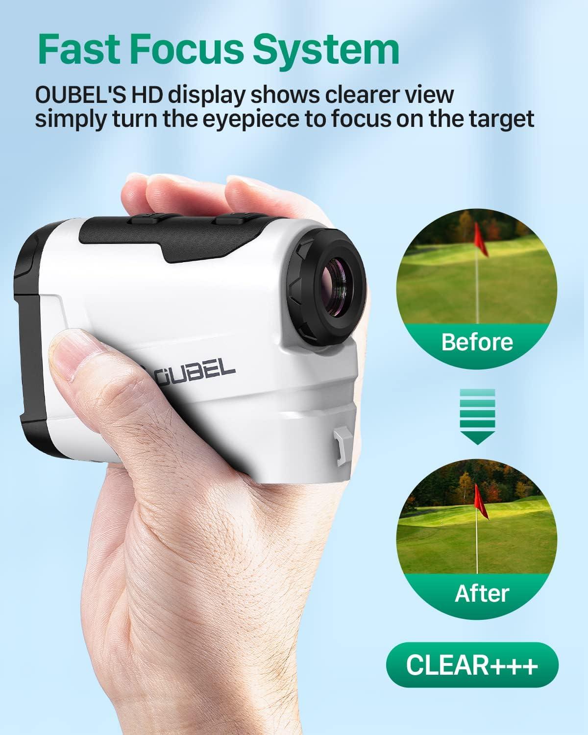 OUBEL Laser Golf Rangefinder(1200/800 Yards), Golf Slope Mode + Flag Pole Locking, Fast Focus