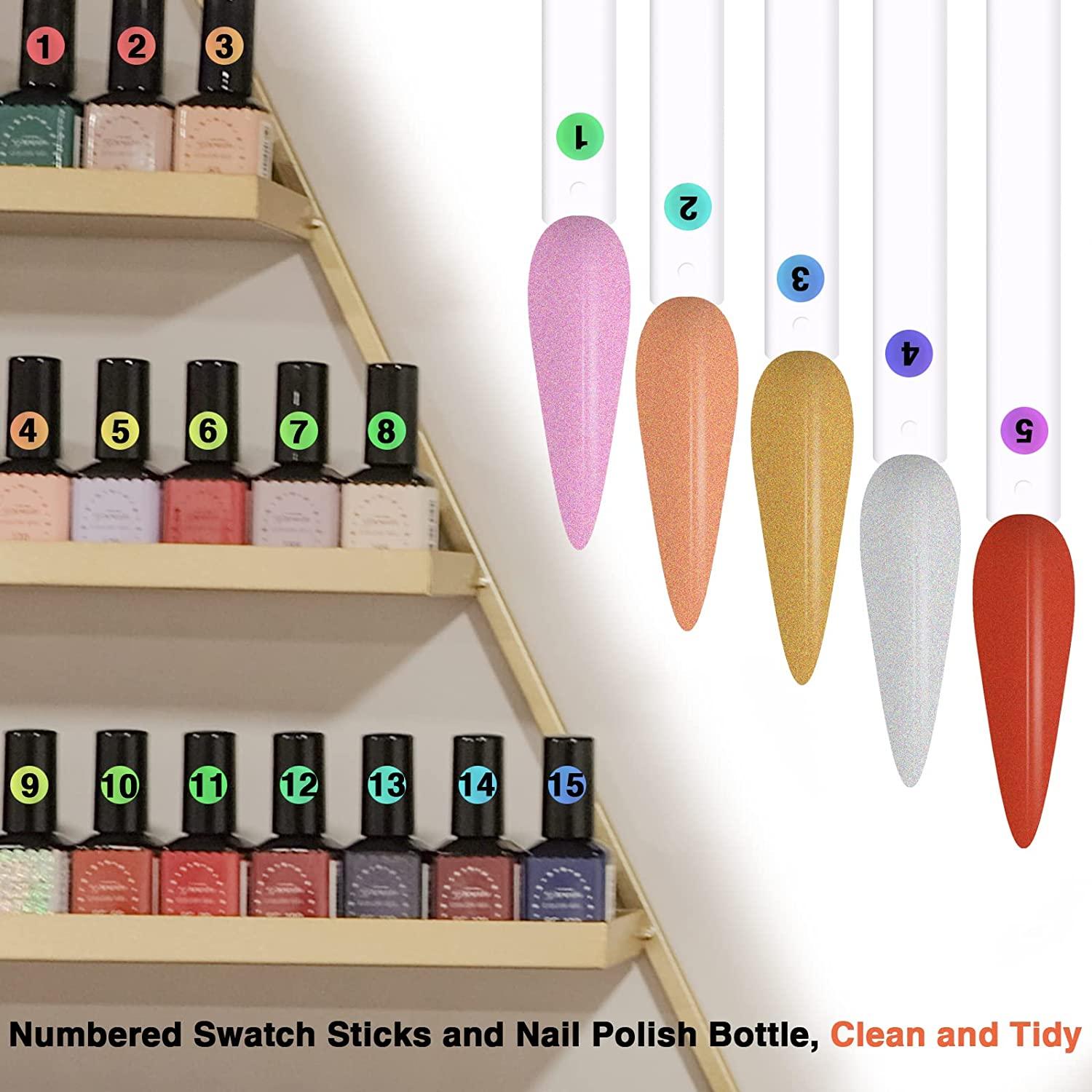100 ps Nail Swatch Sticks with Number Stickers, Nail Color Display