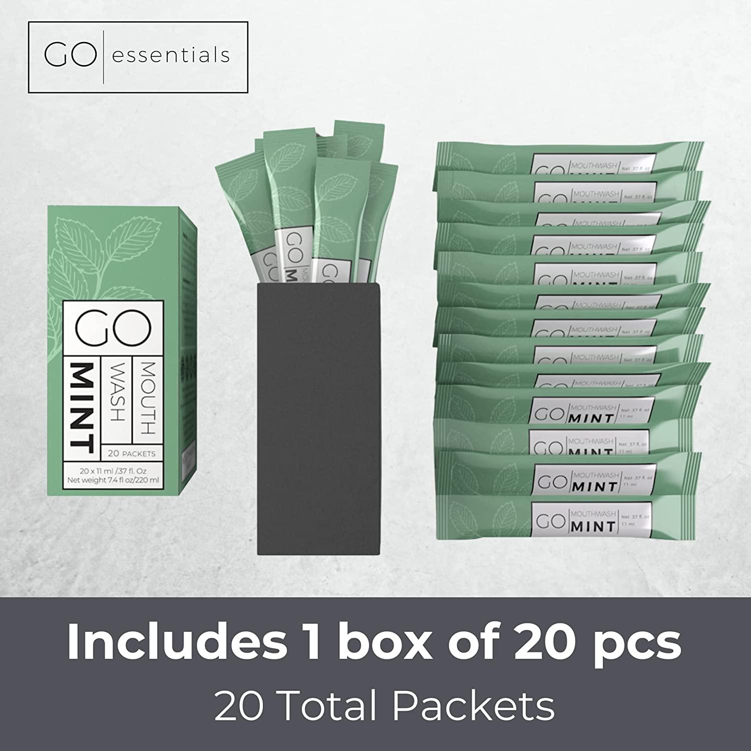 GO Mouthwash Packets Single Size Liquid Mint Travel Mouthwash (20