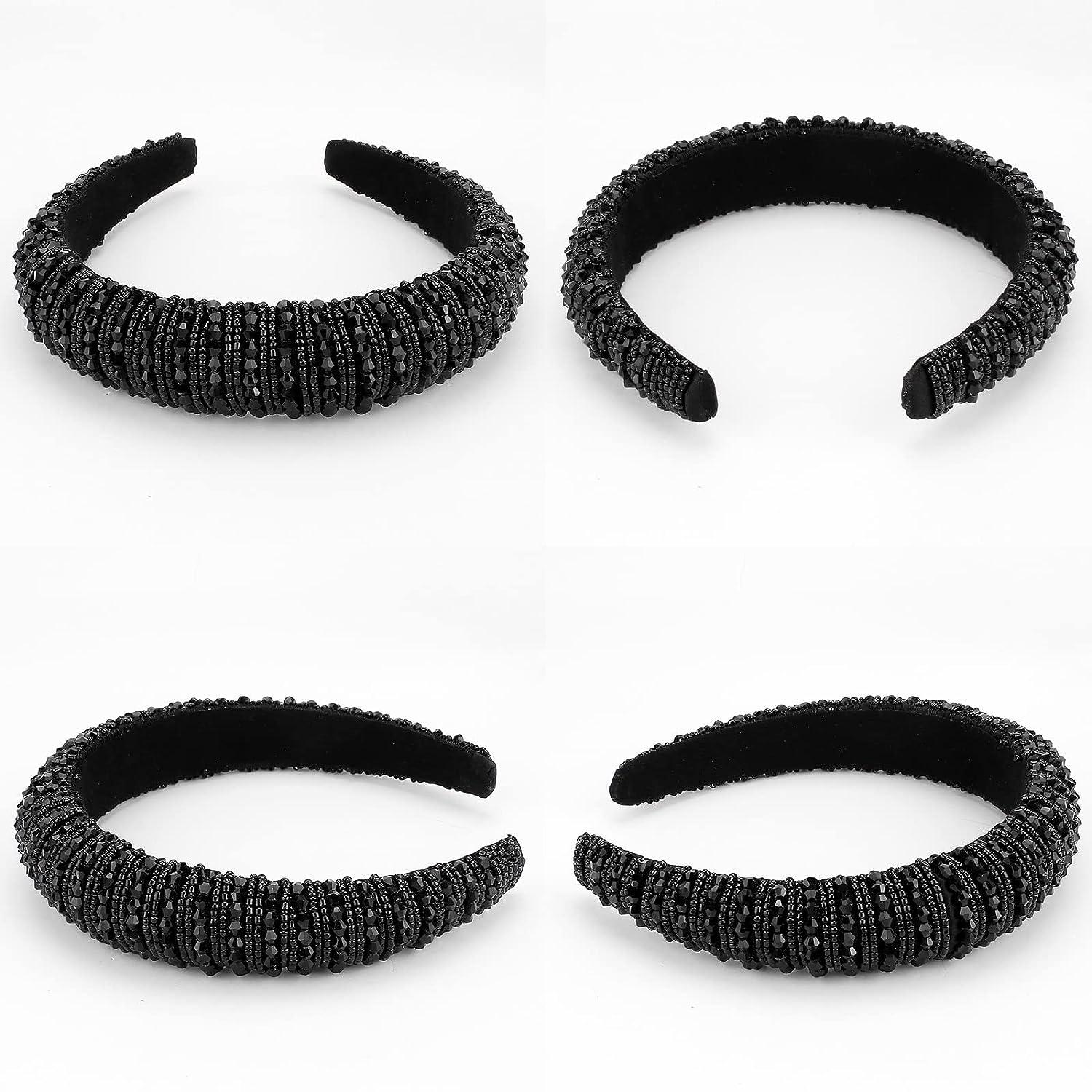 Beaded Glitter Headband Embellished Black Supplies