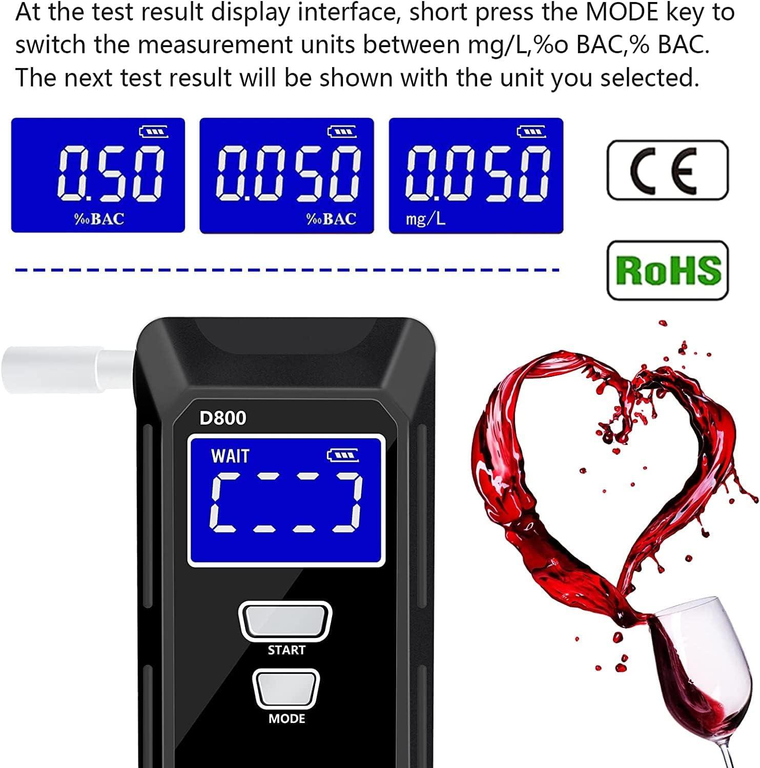  LAMJAD Breathalyzer, Professional Alcohol Tester with 10  Mouthpieces, Alarm Light and LED Display, Portable Breathalyzer for  Personal and Professional Use(D600) : Health & Household