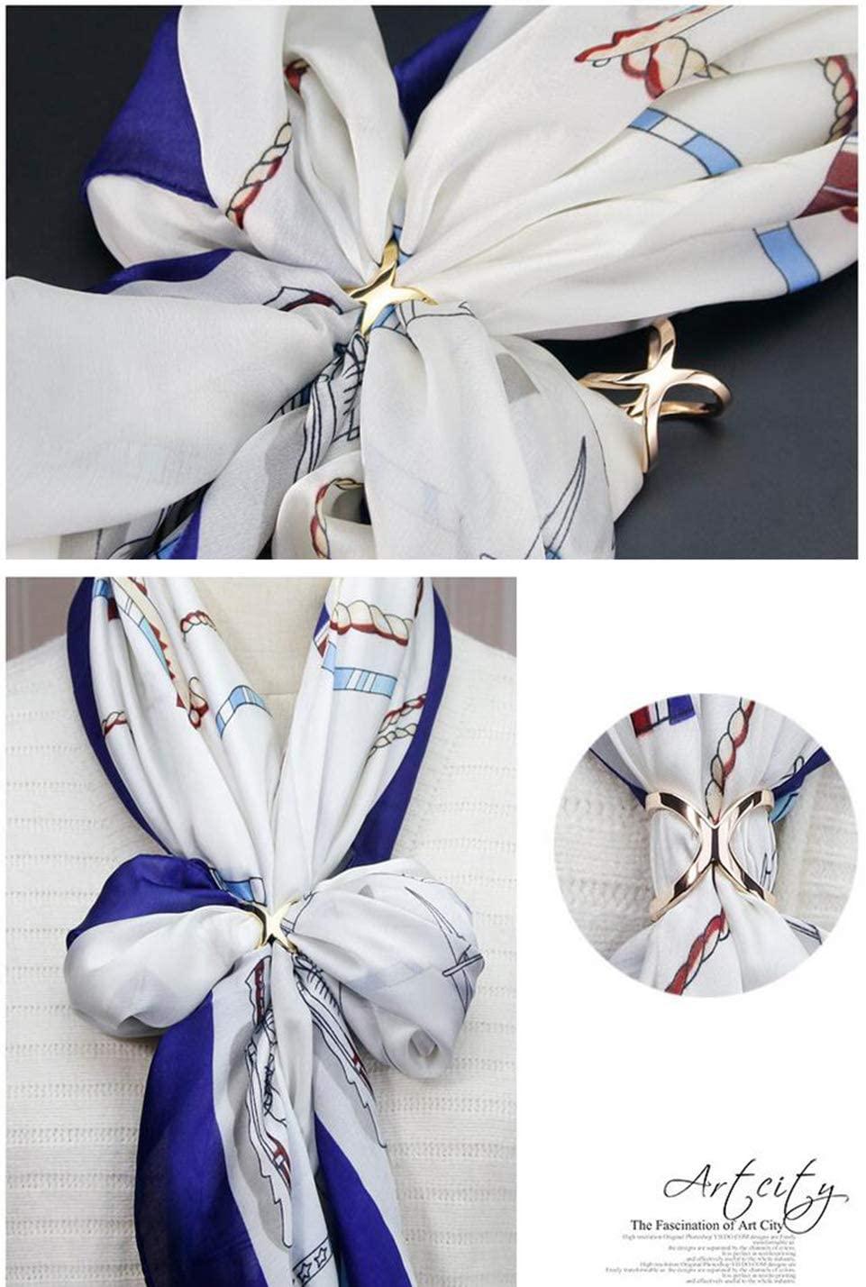 Silk Scarf Jewelry Accessories Buckle Shawl Ring Clip Tricyclic Scarves  Buckle Luxurious Simple Women Girl Party