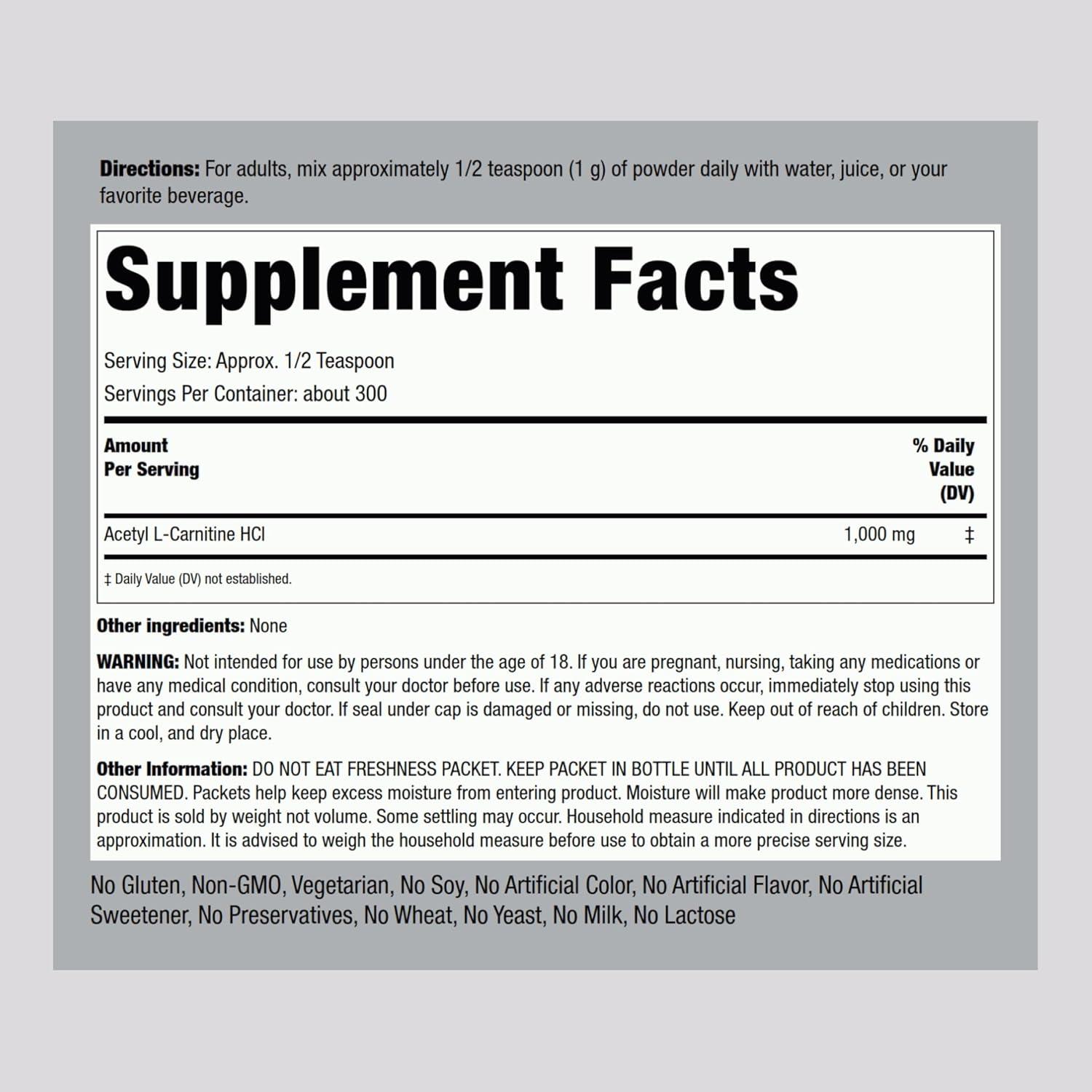 Buy Piping Rock Acetyl L-Carnitine 100mg Powder - Non-GMO Gluten Free  Supplement for Enhanced Energy & Focus - International Shipping Available |  Buy Now with Express International Delivery | GoSupps.com