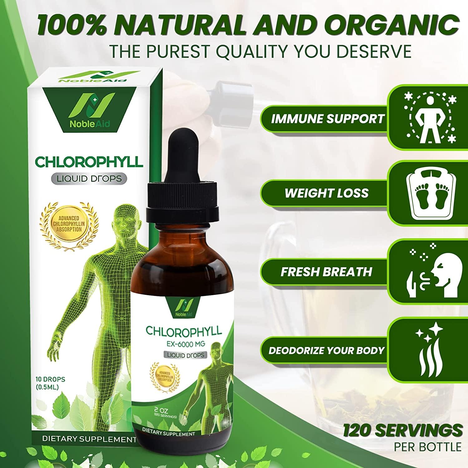 Pure Natural Liquid Chlorophyll Drops by NobleAid Detox, Odor
