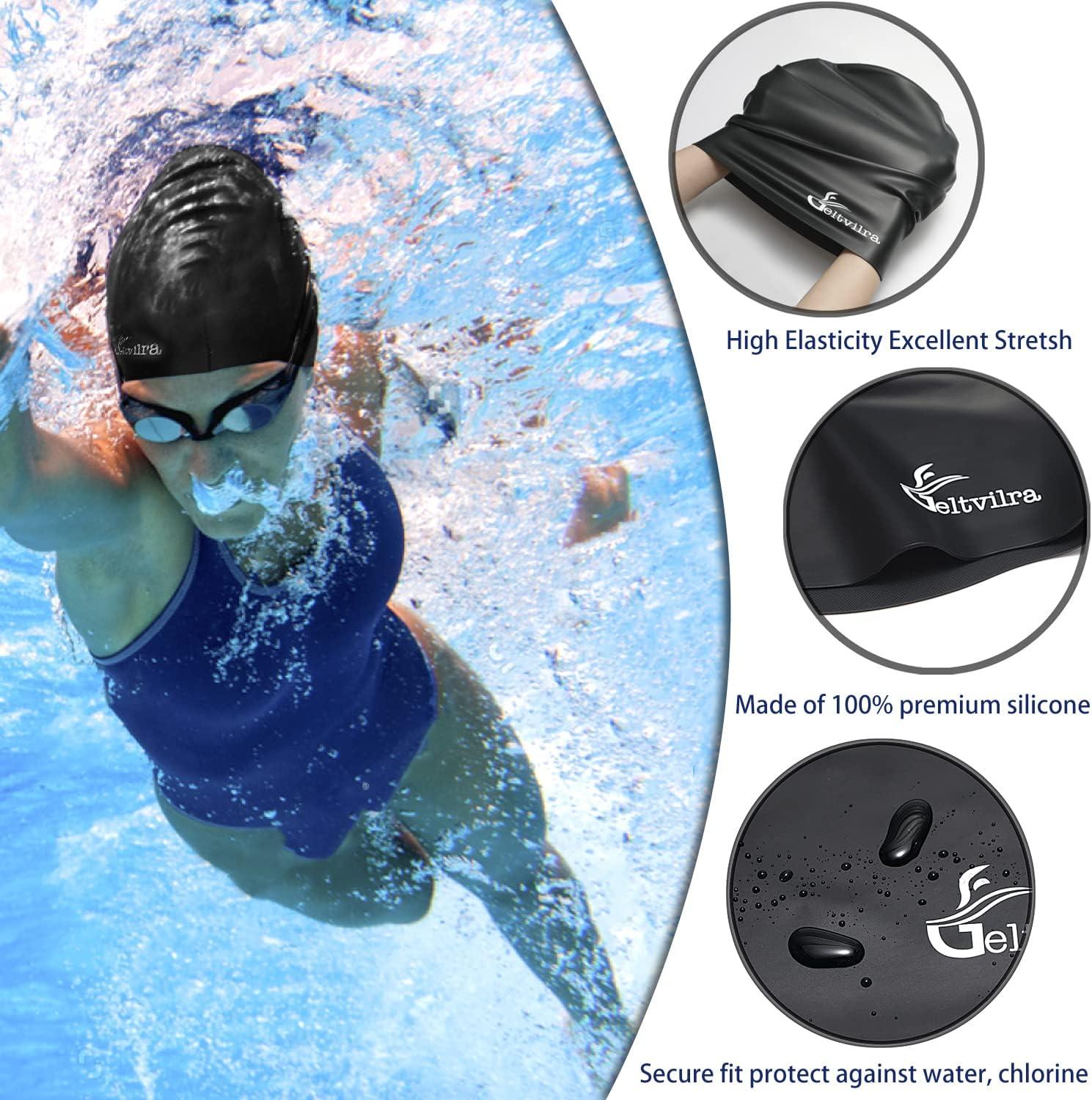 Extra Large Silicone Swim Cap For Long Hair Braids And Dreadlocks,waterproof  Silicone Swimming Caps For Women Men Kids