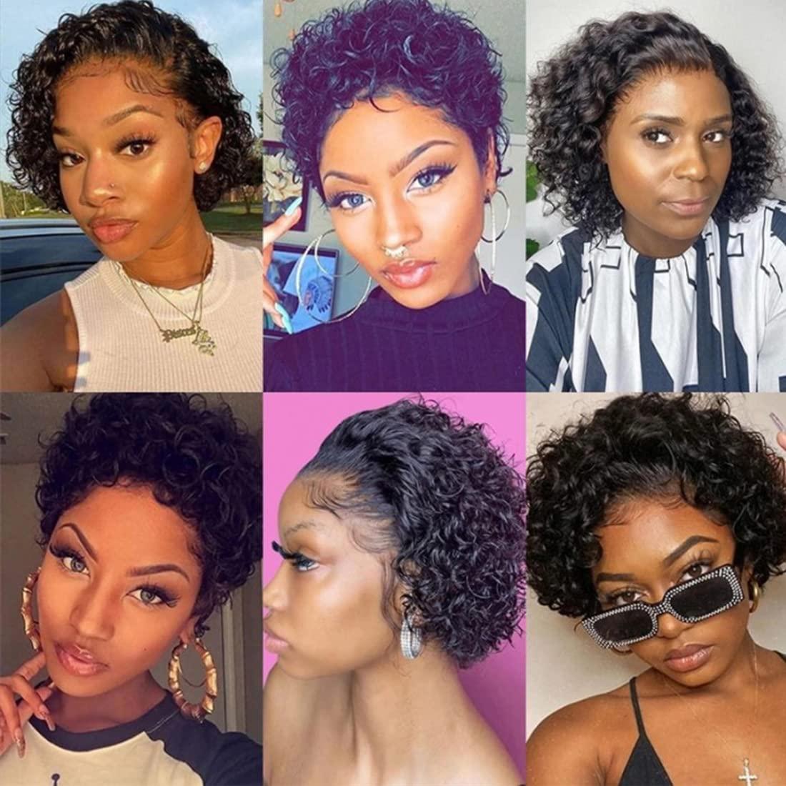 Beauty Forever Curly Wig 13X1 Pixie Cut Lace Front Wigs Human Hair Short  Bob Wig 8 Inch, 10A Grade Brazilian Hair Wigs With Lace Front Curly Bob Wigs  150% Density Natural Color