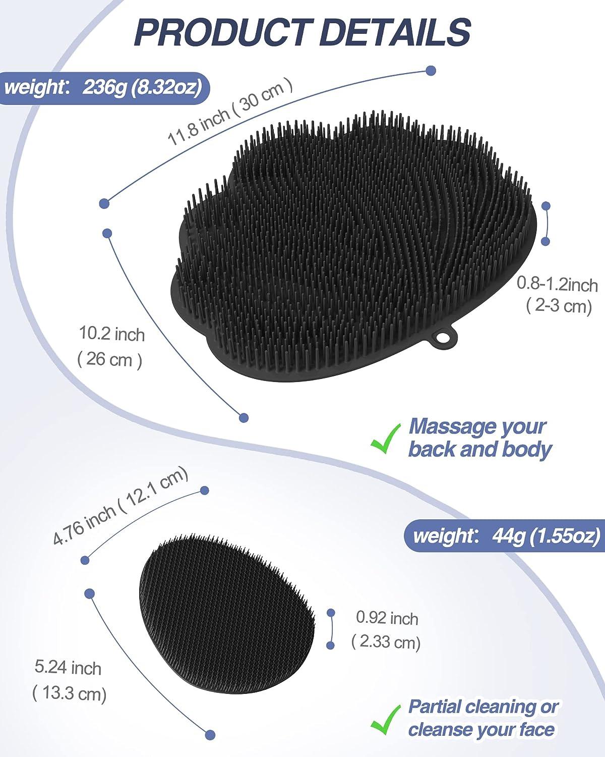 ManmiHealth Silicone Back Scrubber Mat & Bath Glove Set (2 PCS) -  Hands-Free Foot Scrubber for Shower - Powerful Suction Shower Scrubber with  Body & Face Scrubber and Free Hook (Black) |