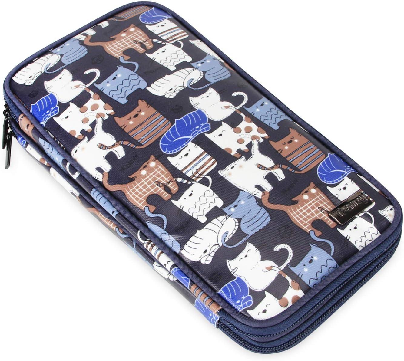 Teamoy Crochet Hook Case Empty, Crochet Hook Organizer with Multiple  Pockets for Crochet Needles and Knitting Accessories, Cats Blue