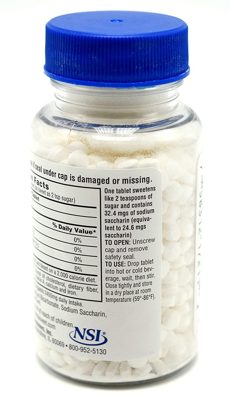 Necta Sweet Saccharin Tablets, 1/2 Grain, 1000 Tablet Bottle (Pack of 2)