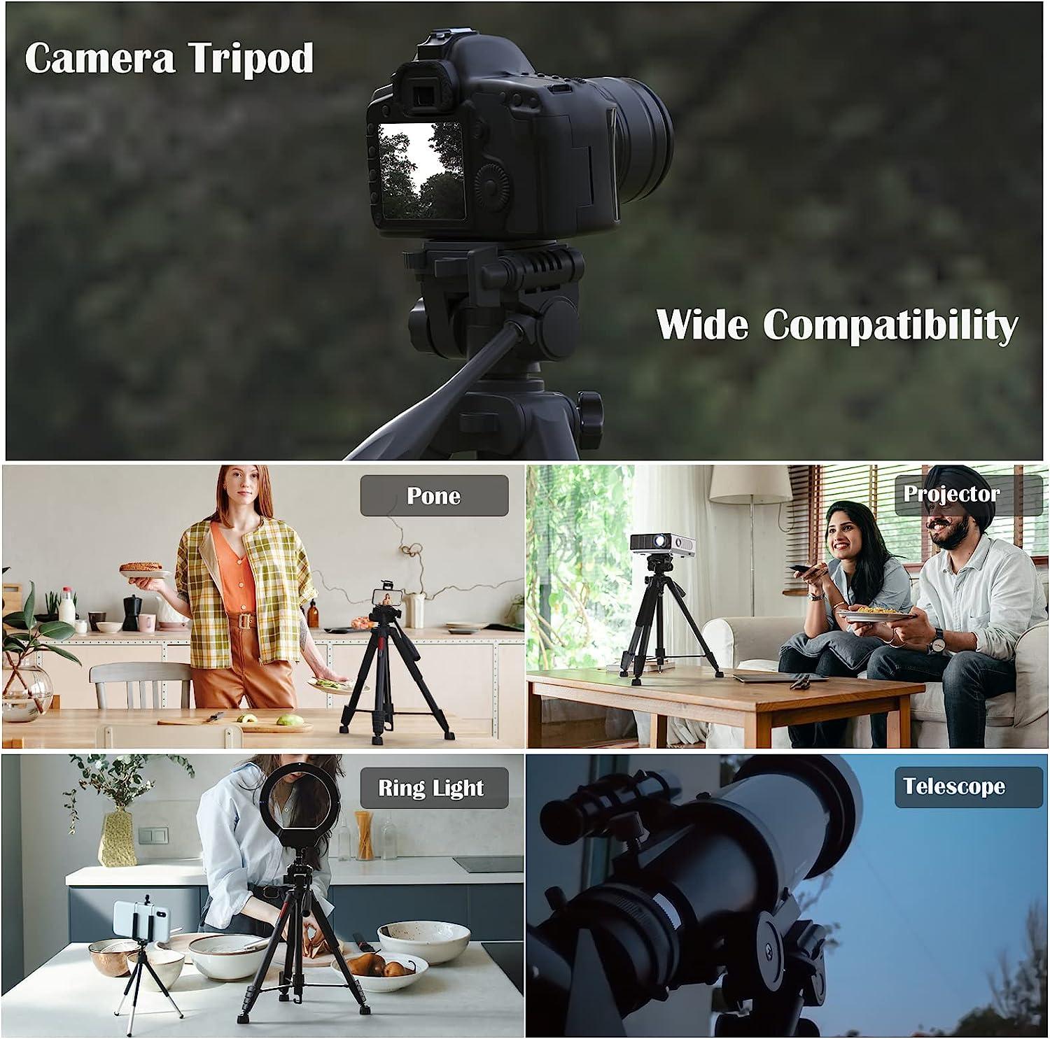 KINGJOY Treppiede In Alluminio Per Fotocamera Con Testa A 3 Vie – Supporto Cellulare E Telecomando Inclusi – Altezza Max 185 Cm