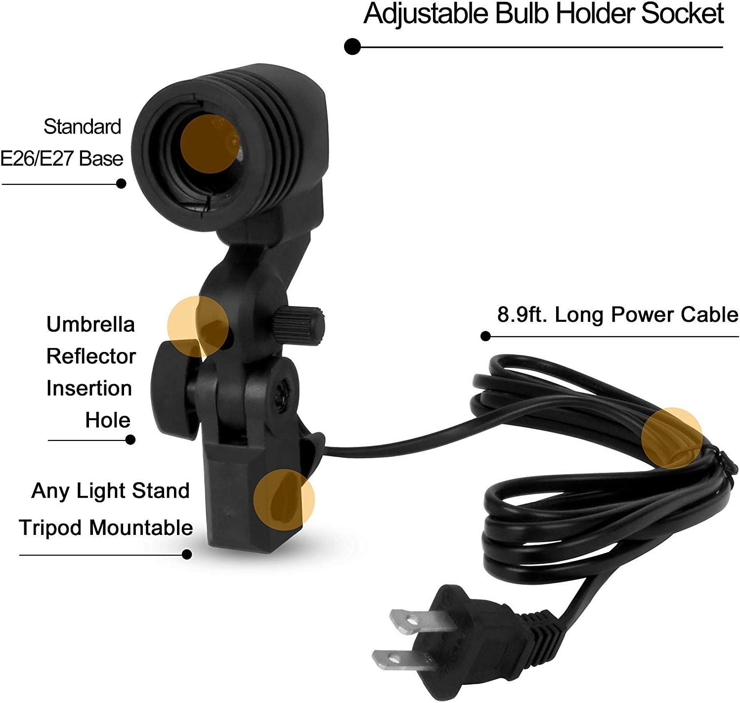 SLOW DOLPHIN Photography E27 Lamp Holder AC Socket with Light Stand