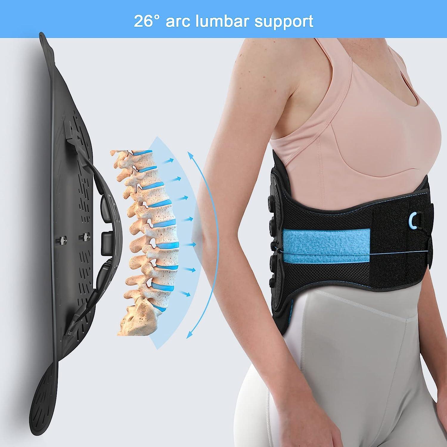 LSO Back Brace with Maximum Decompression Plate&Adjustable Arch Back  Support Dual Pulley System Lumbar Support Belt for Herniated Disc Pain  Relief Spine Stenosis Sciatica Scoliosis(L/XL fit belly 35-47) Black/Blue  Larg