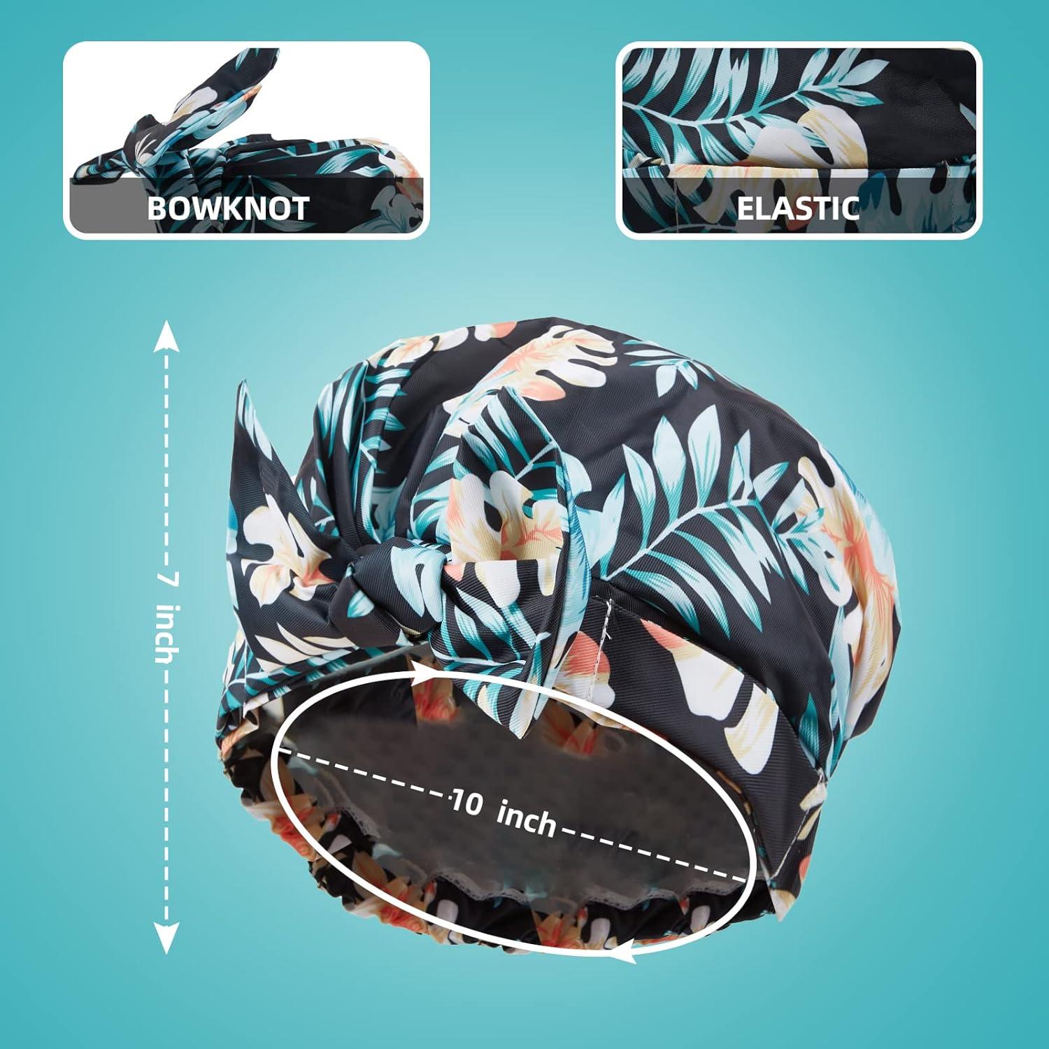 TRENDYSUPPLY Shower Cap for Women 2 Pack Luxury Fashionable Resuable