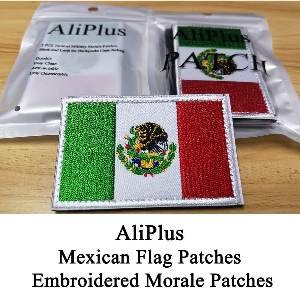2 PCS AliPlus Mexico Flag Patch Embroidered Tactical Military