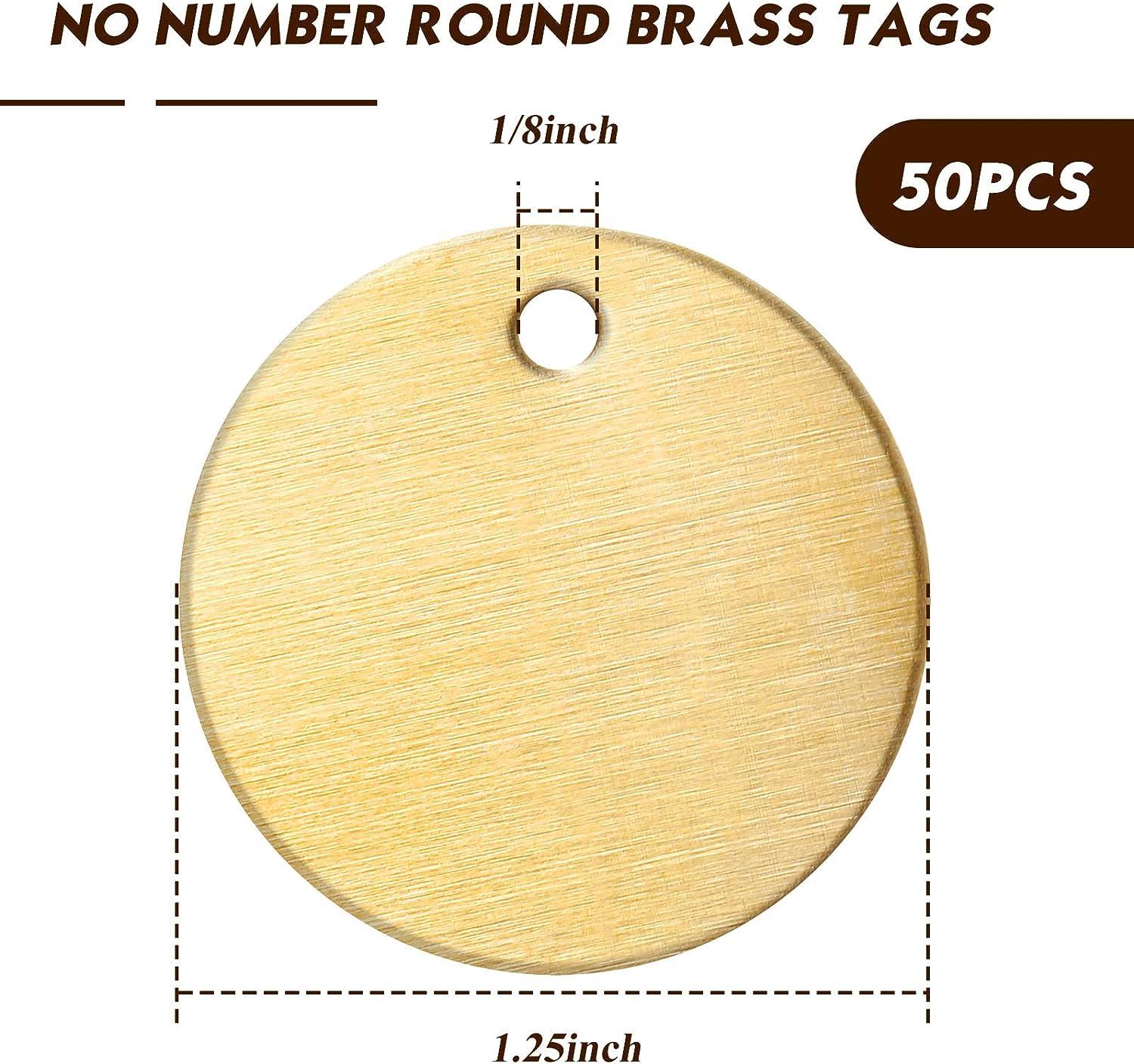 50 Pieces Round Brass Tags 1-1/4 Inch Diameter Blank Valve Tags Gold Brass  Tags for Stamping Stamping Tag with Hole for Pets Plants Doors