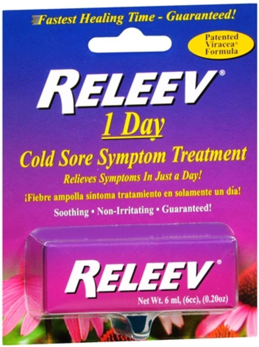 RELEEV 1 Day Cold Sore Treatment 6 mL (Pack of 2) Fast Relief for