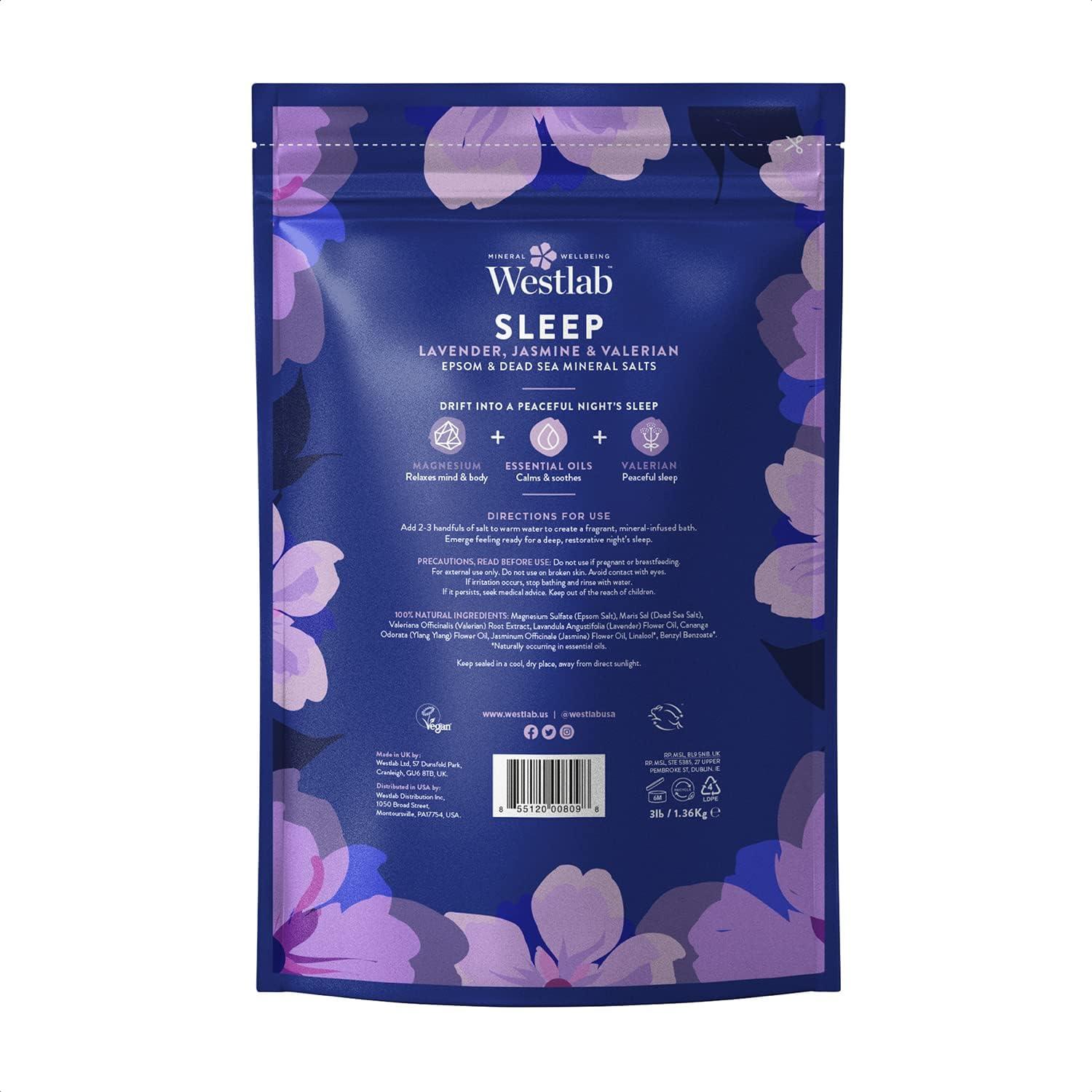 Westlab Sleep Epsom & Dead Sea Bath Salts 1kg 100 Natural Pure & Unscented Mineral Salts