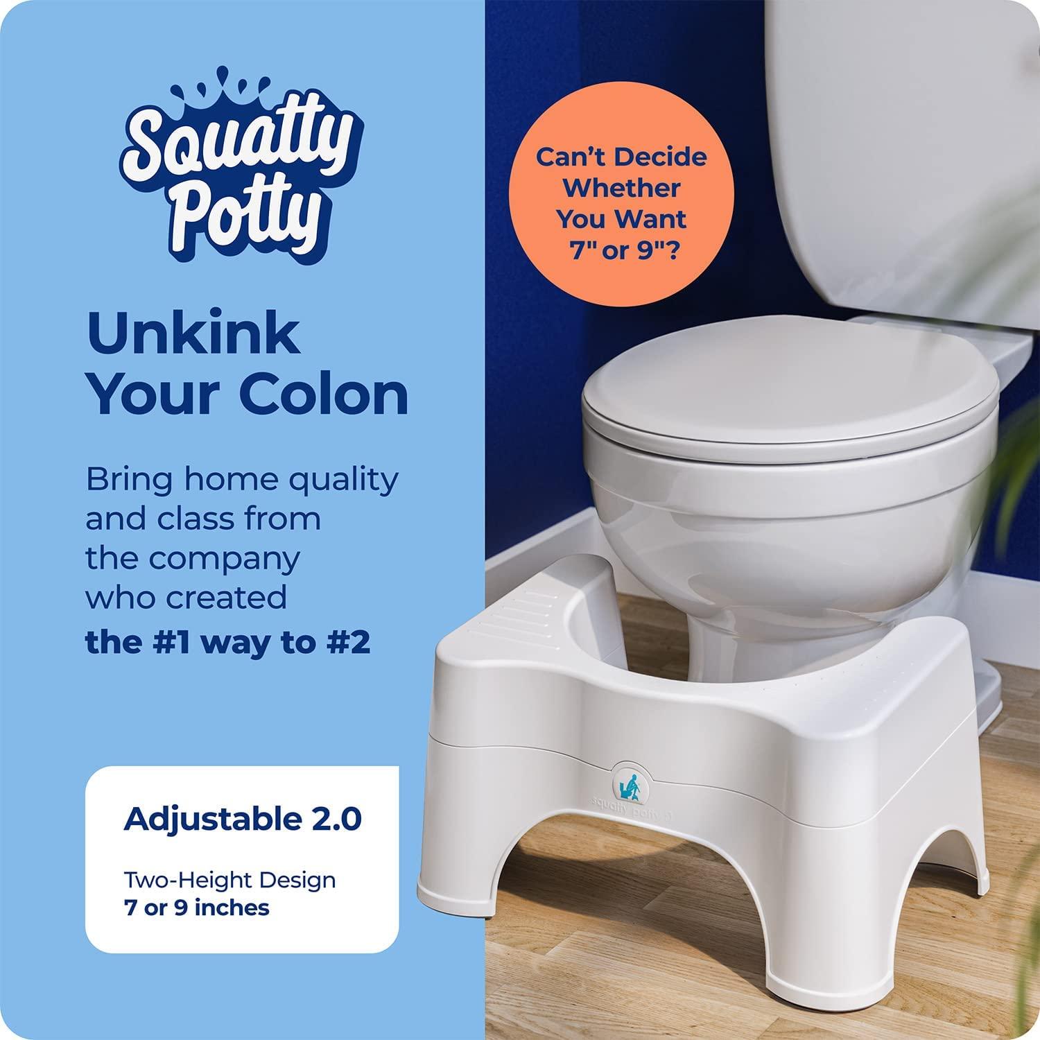 7 Inch Toilet Squat Stool - US Patented Poop Stool For Adults & Kids With Non-Slip Base