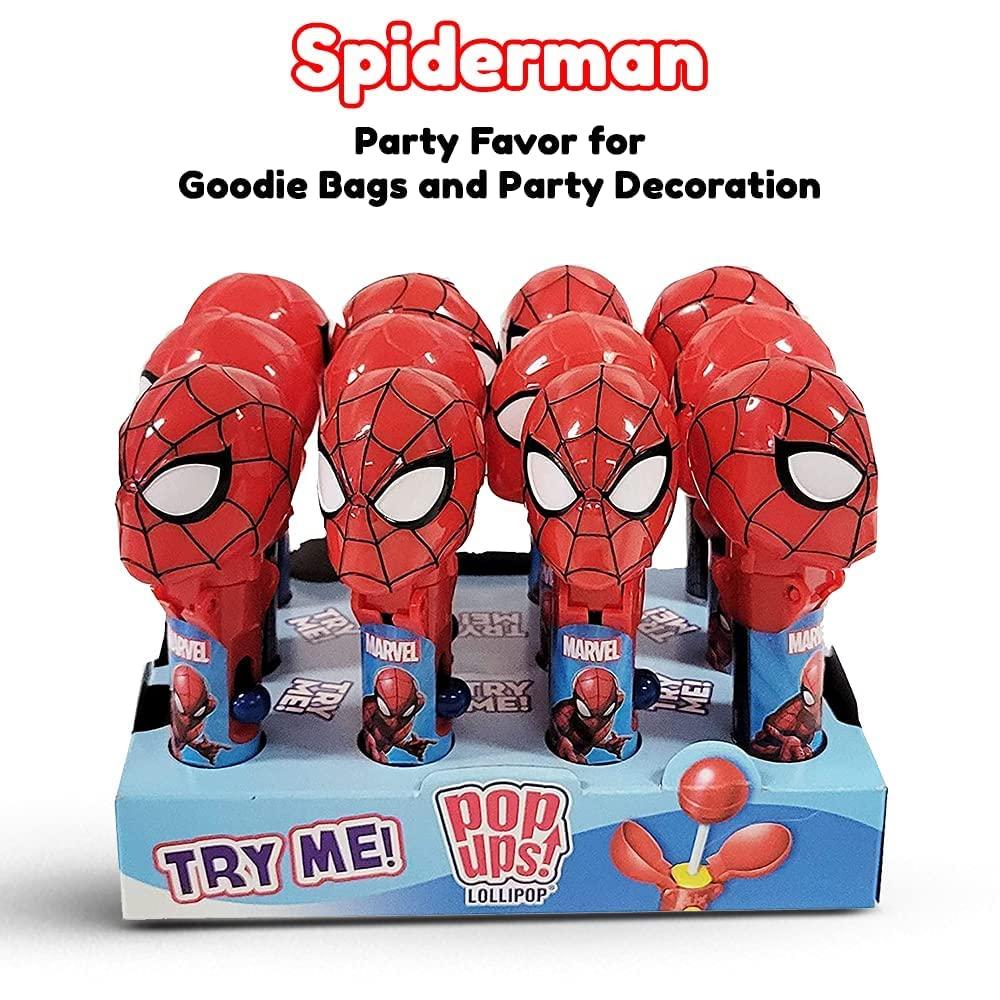 Pop Ups! Spiderman Lollipop Holder | Collectable Spiderman Toy Lollipop  Case | Party Favors for Halloween, Goodie Bags, Piata Candy, Game Prizes |  Bulk Set of 12 | Lollipops Included