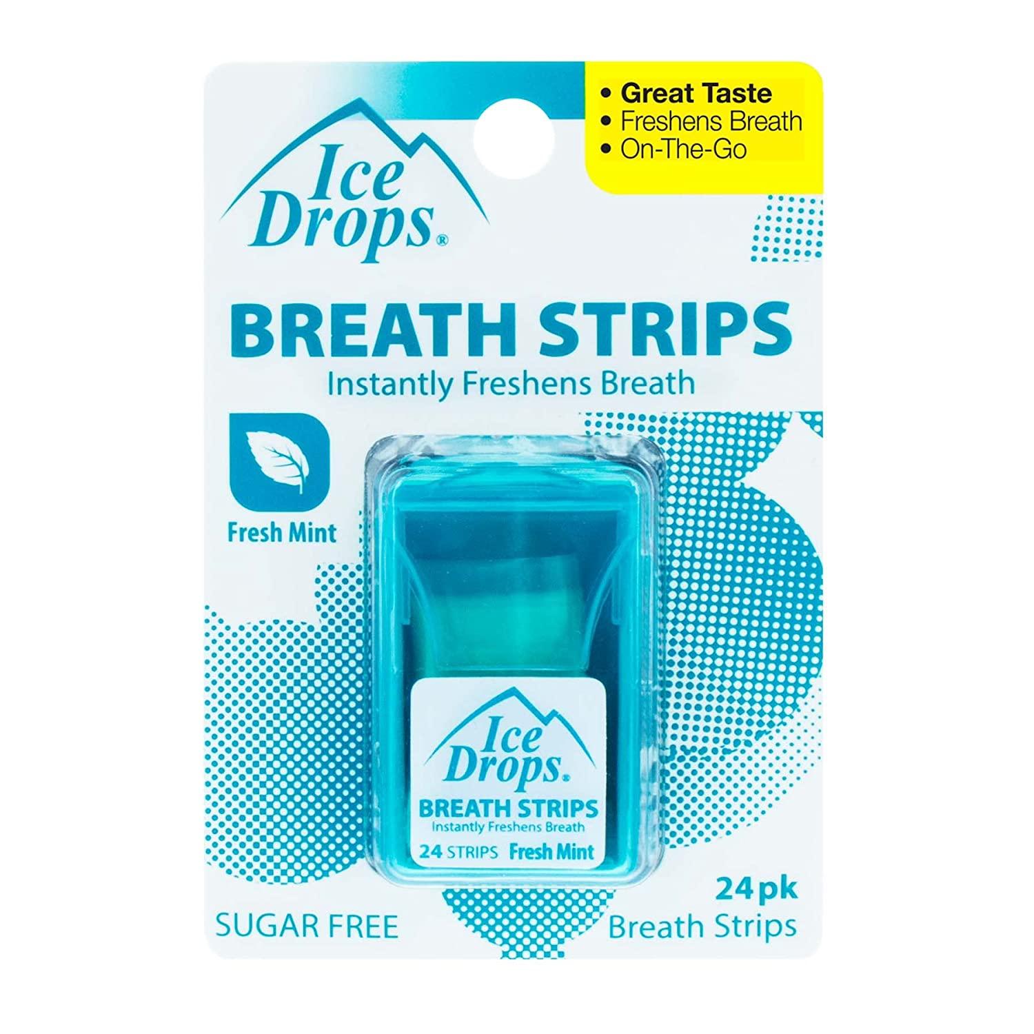24 Packs Ice Drops Breath Strips SugarFree Fresh Mint Flavor (576