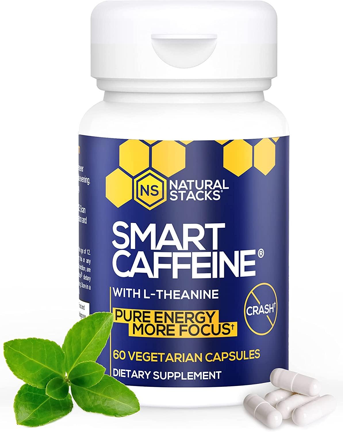 Natural Stacks Smart Caffeine & LTheanine 60 Veg Capsules for Focus & Energy